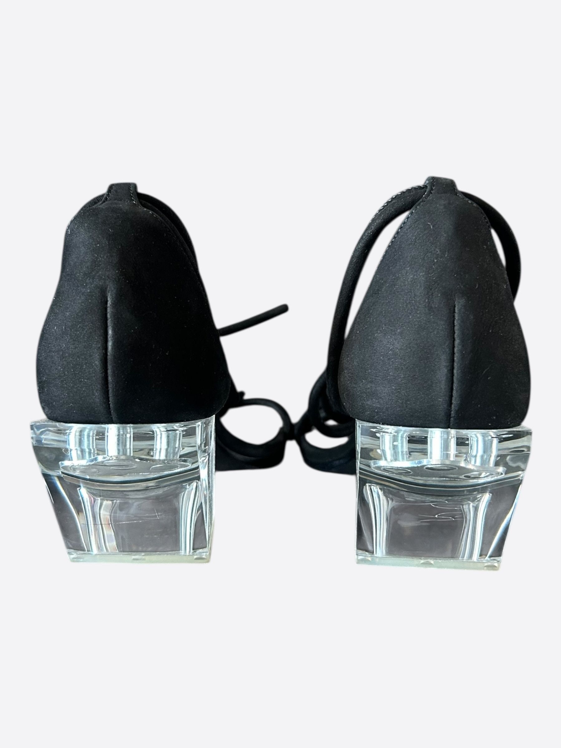 Rick Owens Rick Owens Black & Clear Leather Ankle-Wrap Sandals Size US 10 / IT 40 - 4 Thumbnail