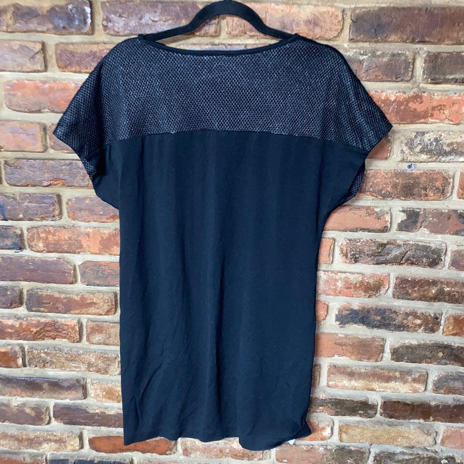 Mango Mango MNG Black Metallic Mesh Short Sleeve Mini Dress XS Size XS / US 0-2 / IT 36-38 - 5 Thumbnail