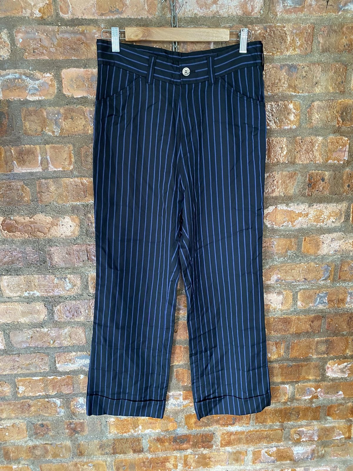 Comme des Garcons × Tricot Comme des Garcons SS03 Tricot neon stripe 100% cupro wide leg pants Size 30" / US 8 / IT 44 - 2 Thumbnail