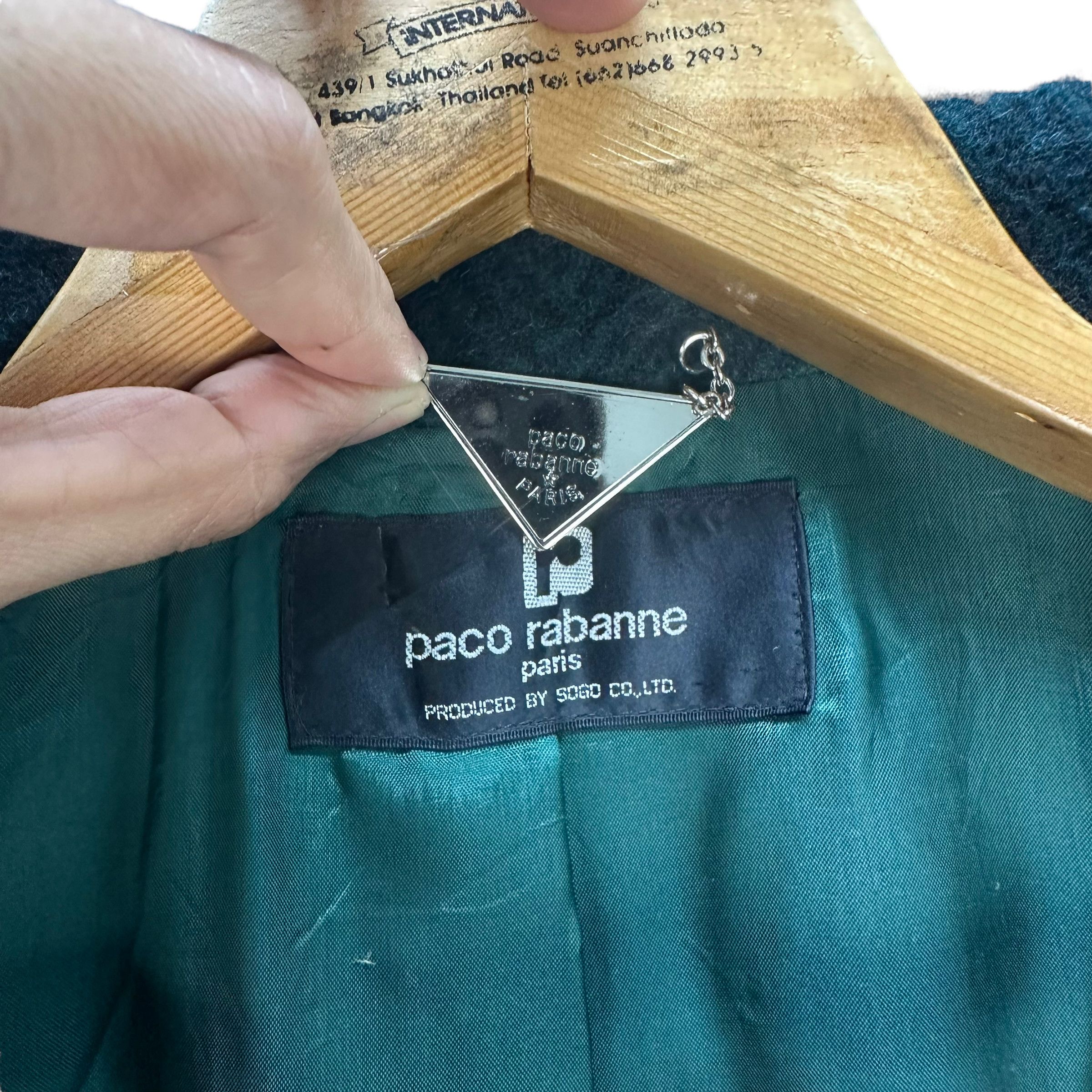 Vintage PACO ROBANNE DOUBLE BREASTED WOOL COAT HERRINGBONE #8267-219 Size L / US 10 / IT 46 - 7 Thumbnail