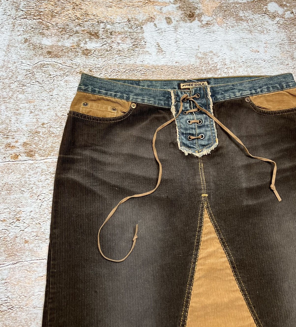 Vintage Vintage Japanese corduroy patchwork skirt Size 29" - 3 Thumbnail