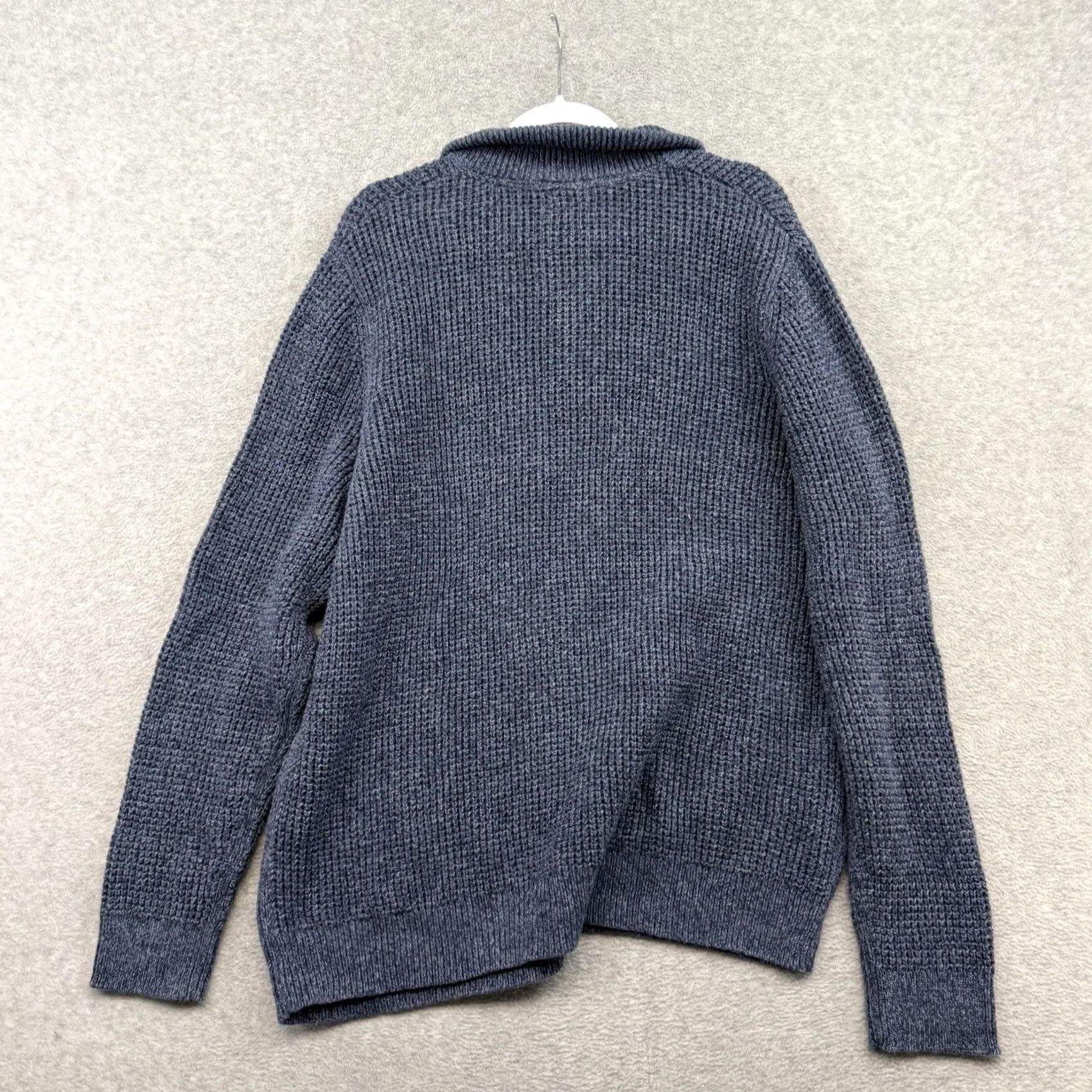 Vintage L.L.Bean Sweater Mens XLT Blue Quarter Zip Mock Neck Waffle Knit Organic Cotton Size US XL / EU 56 / 4 - 6 Thumbnail