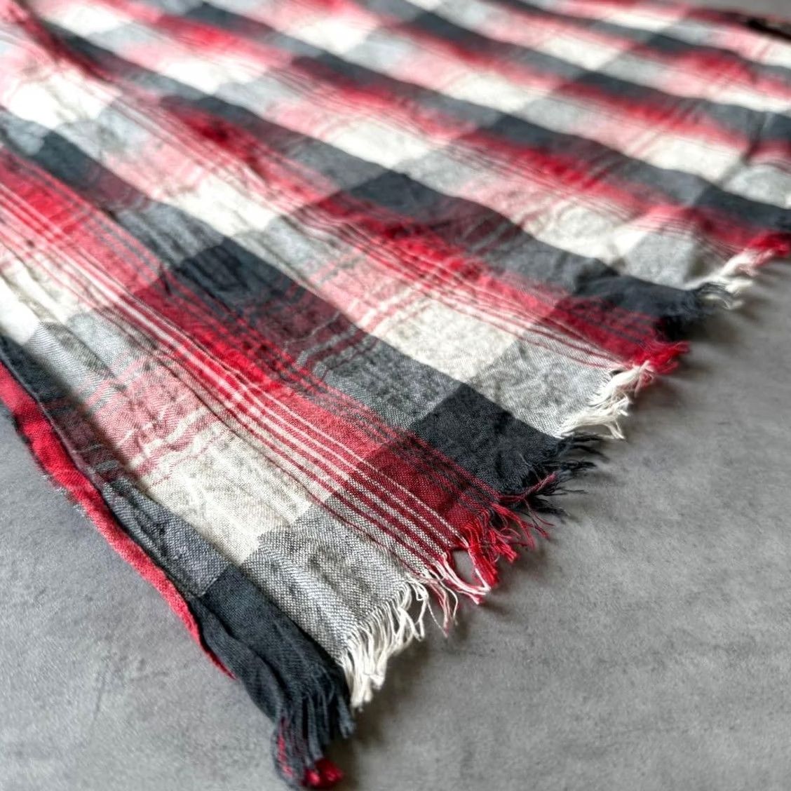 Ralph Lauren RRL Ralph Lauren Red×Black×Ivory Check Cotton Scarf One Size Casual Pre-owned Size ONE SIZE - 7 Thumbnail