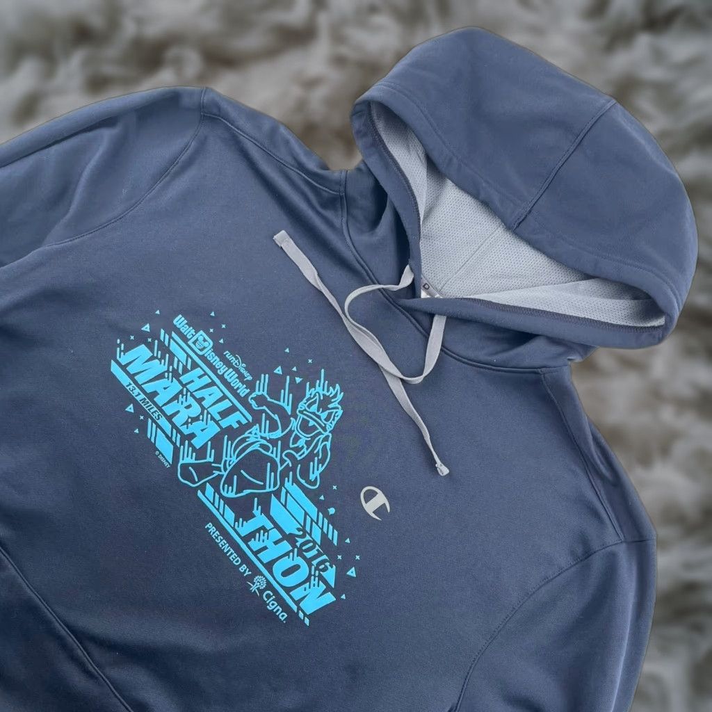 Champion Men's Hoodie Blue Disney Half-Marathon 2016 XL Regular Pullover Sweatshirt