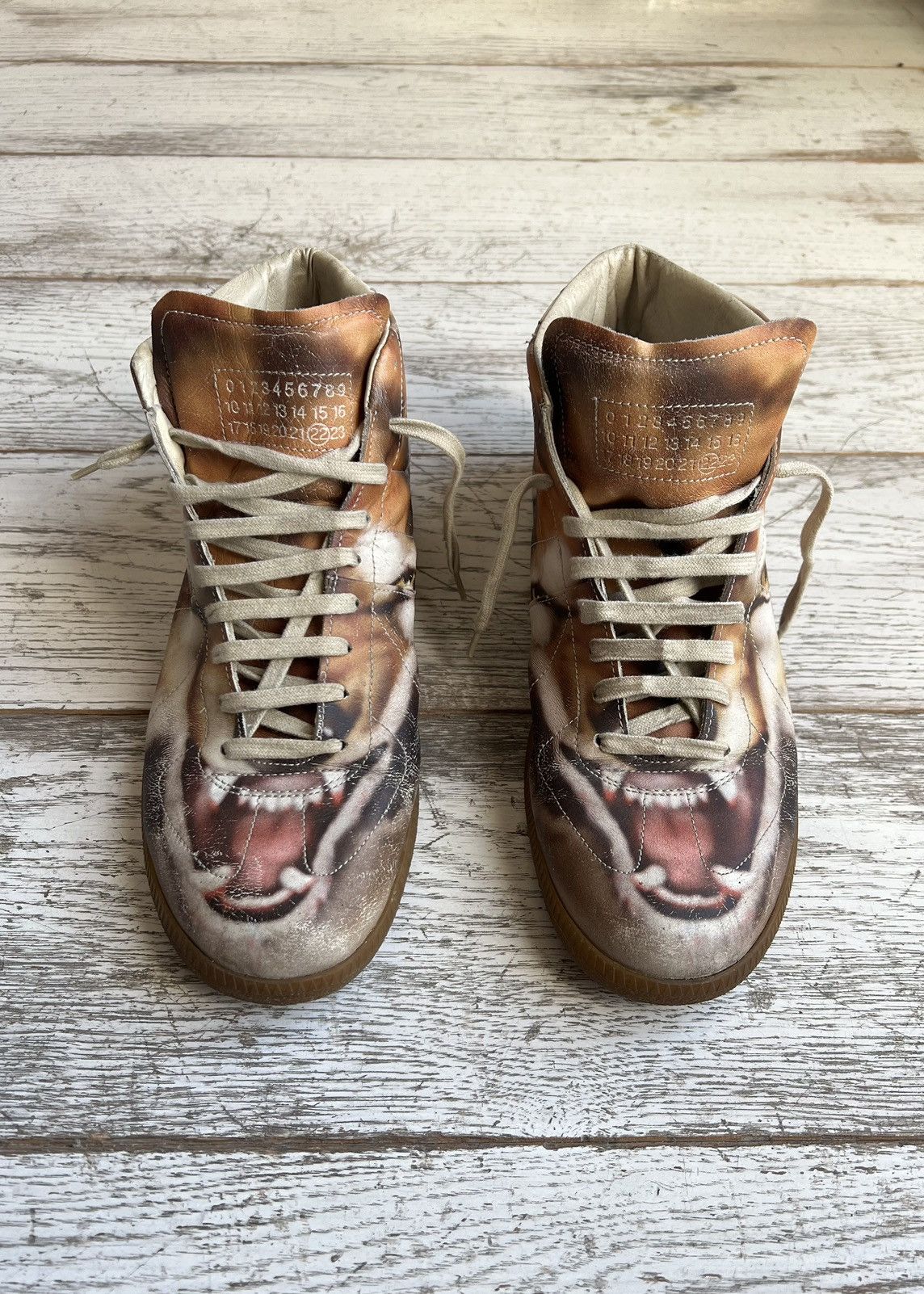 image of Maison Margiela High-Top Gats Replica Tiger/wolf Shoes, Men's (Size 11)