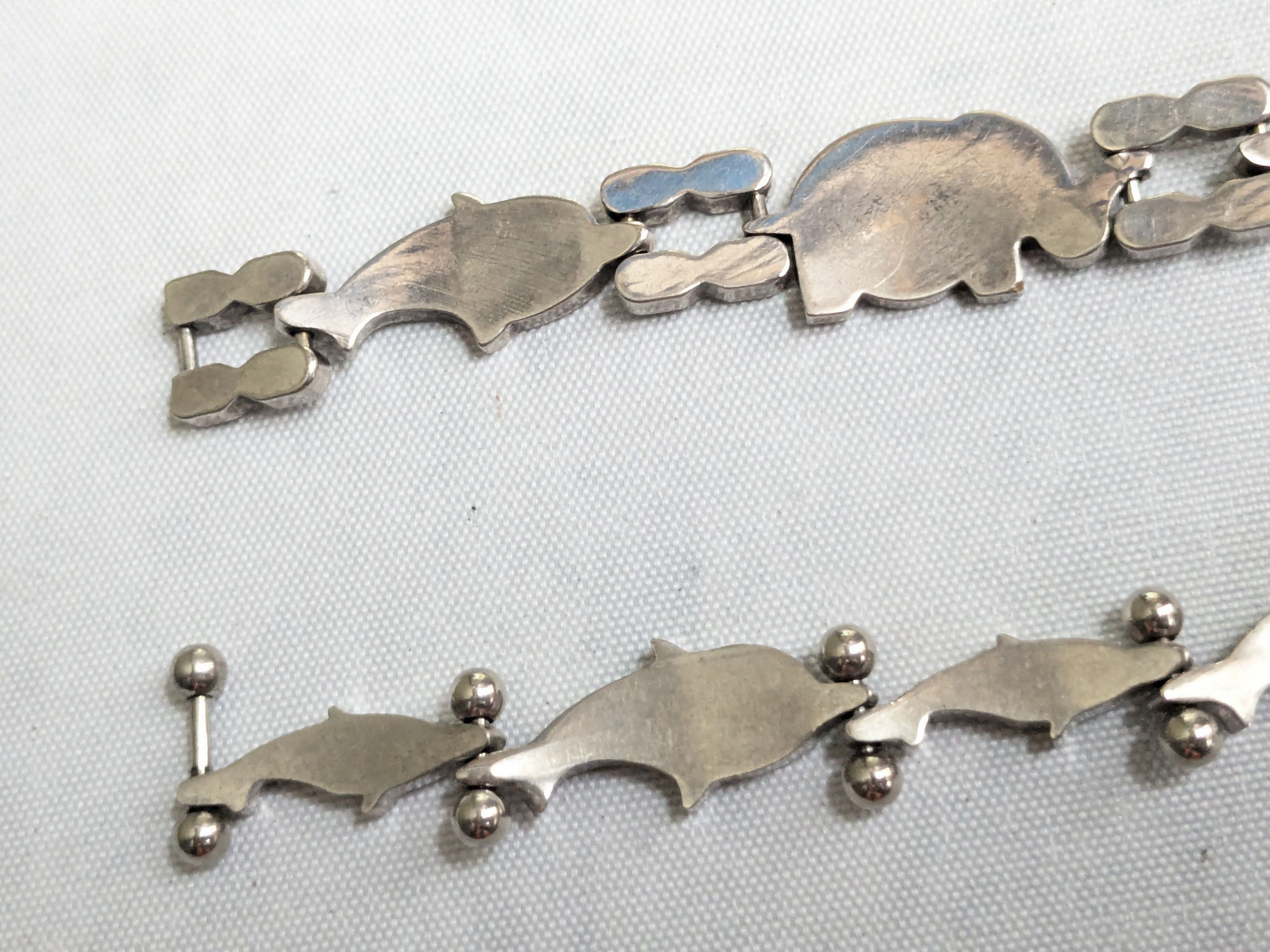Jewelry Vintage Sterling Silver Bracelets Dolphin Elephant Whale Size ONE SIZE - 14 Thumbnail