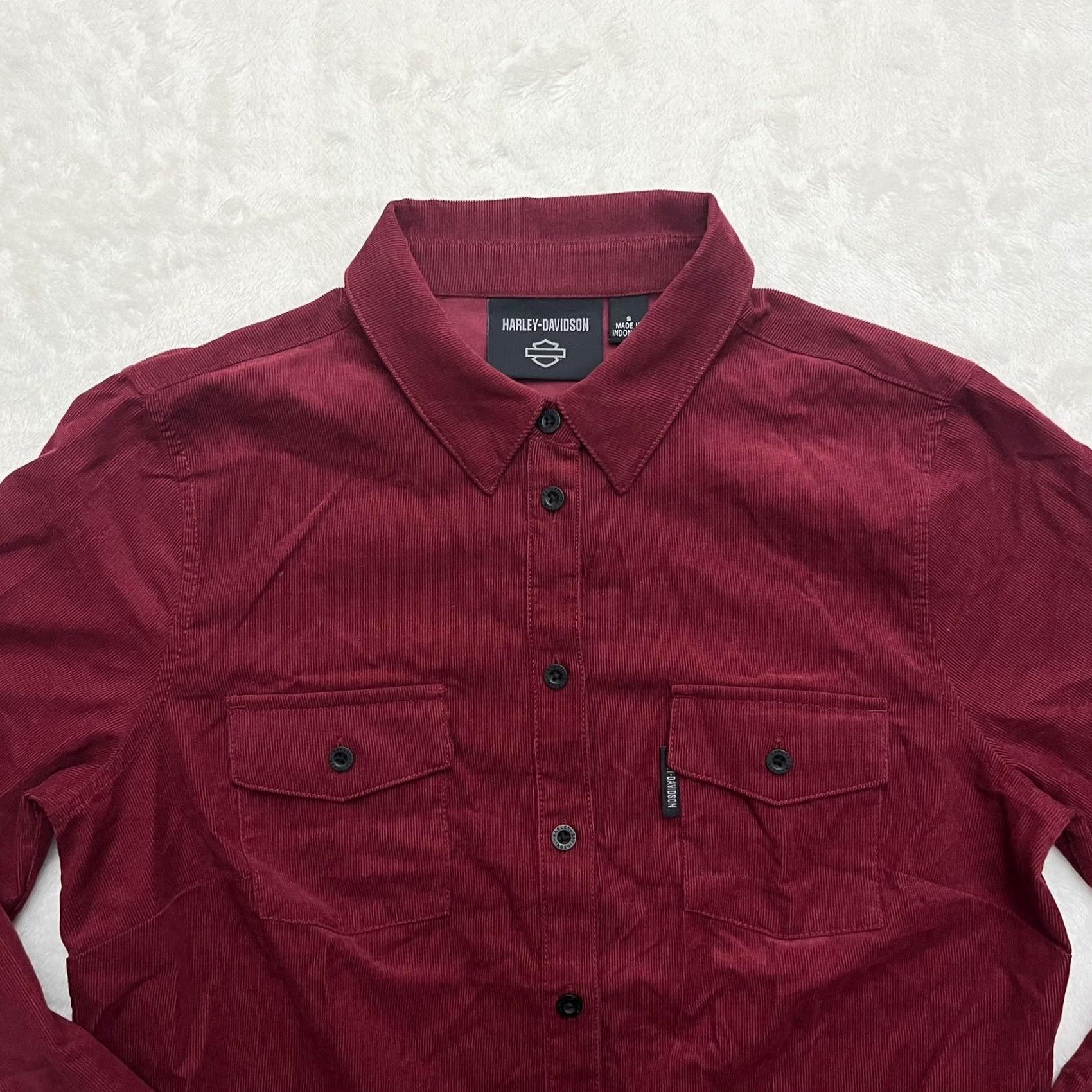 Harley Davidson Harley-Davidson Shirt Womens Small Red Corduroy Button Up Western Embroidered Size S / US 4 / IT 40 - 2 Thumbnail