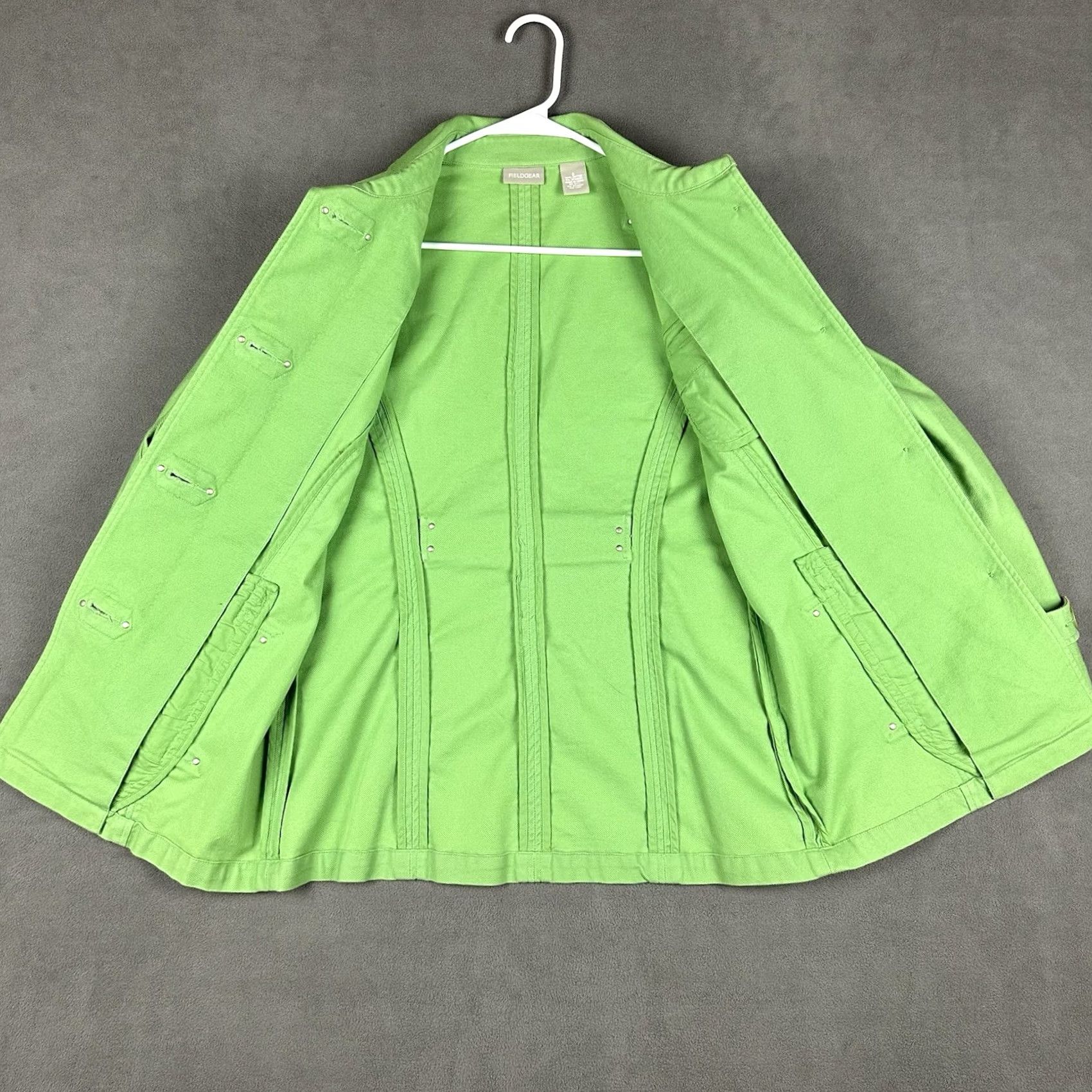 Apple VINTAGE Field Gear Chore Jacket Womens Small Apple Green Twill Button Front Outdoor GUC Size S / US 4 / IT 40 - 3 Thumbnail