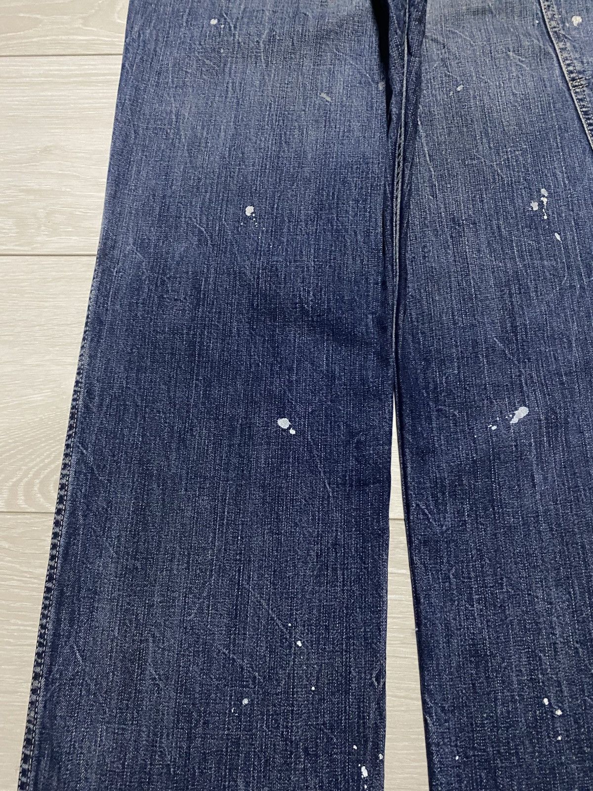 Lee Vintage Lee Union Made Blue Wash Paint Splatter Loose Jeans Size US 31 - 11 Thumbnail