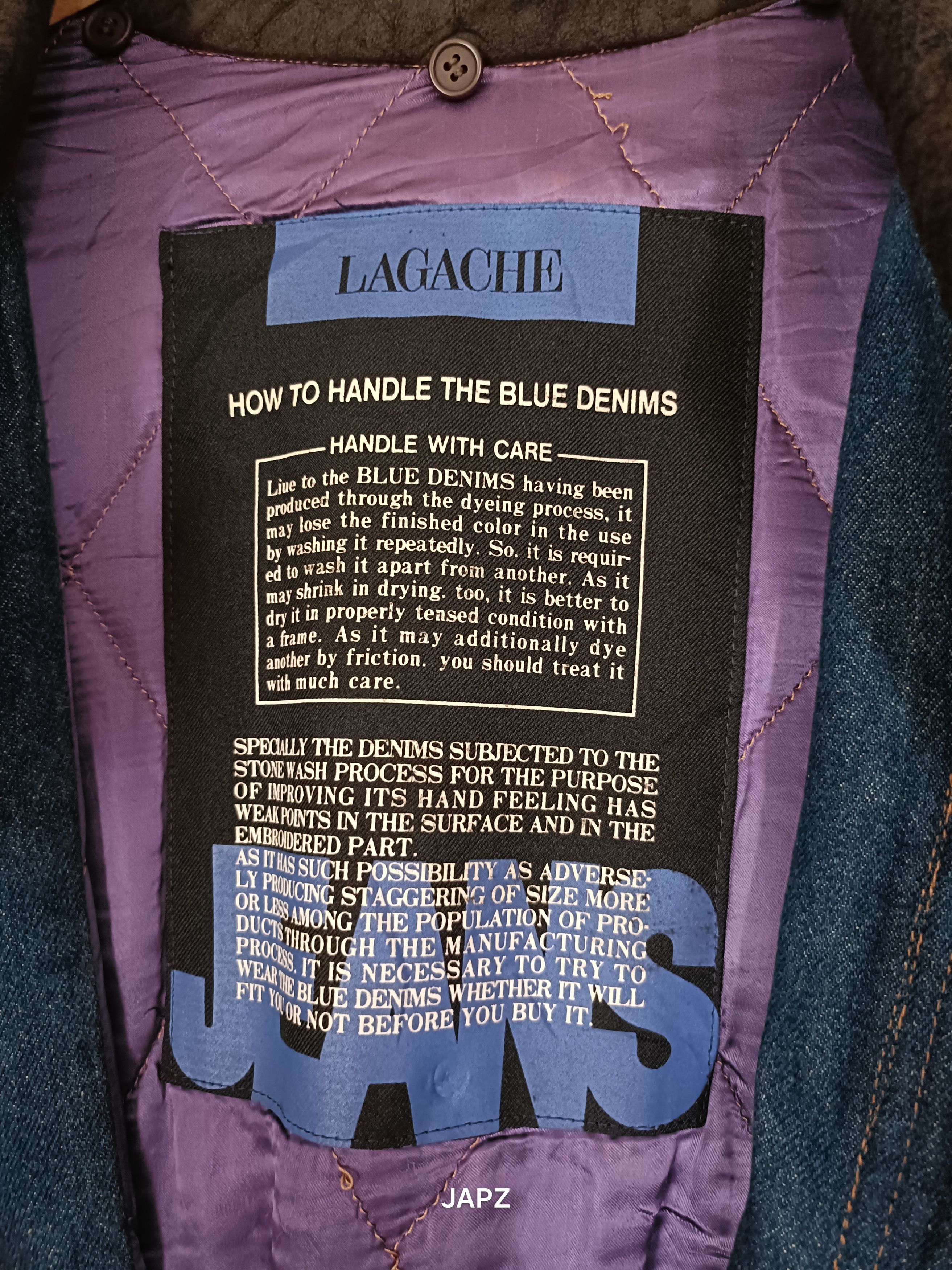 Vintage Vintage Lagache Jeans Uomo Denim oversize bomberJacket Size US M / EU 48-50 / 2 - 7 Thumbnail