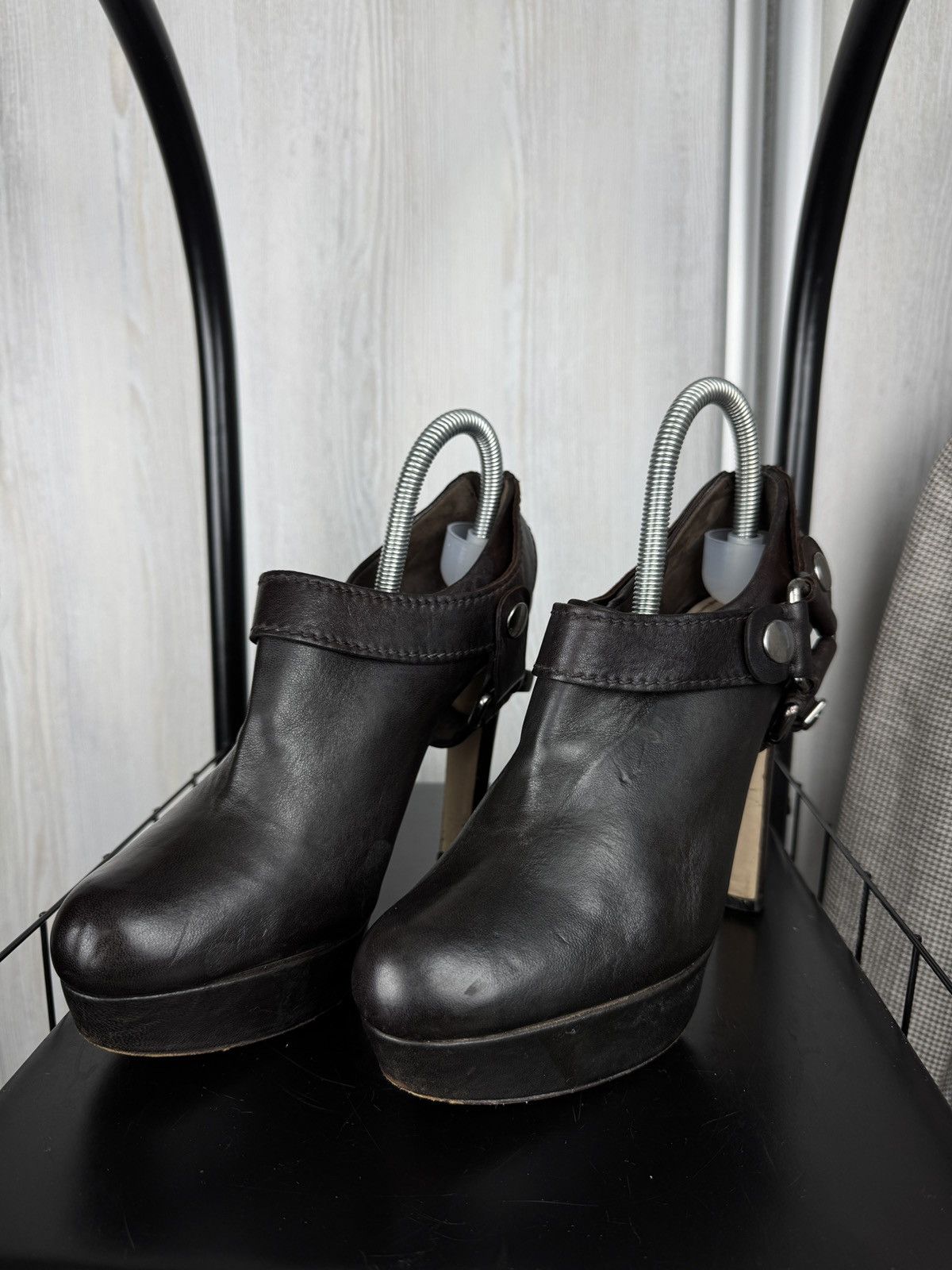 Miu Miu MIU MIU Biker Pumps Boots Heels Women's Brown Leather 39.5 Size US 9.5 / IT 39.5 - 8 Thumbnail