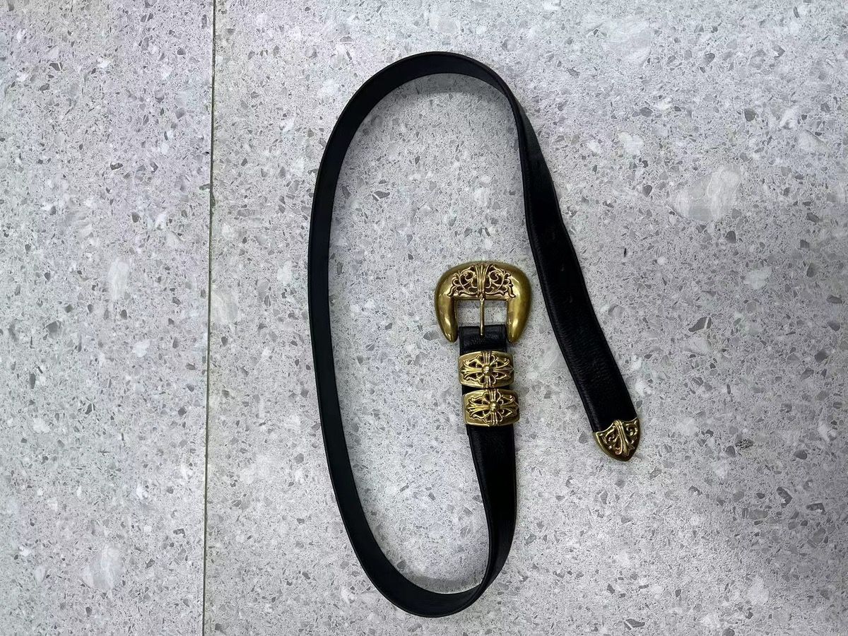 Pre-owned Chrome Hearts Gold Leather Belt