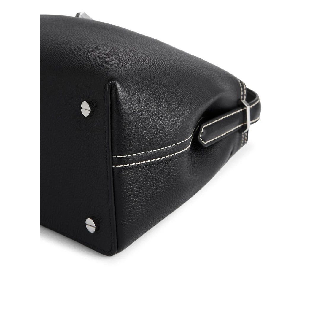 Toteme TOTEME T-Lock Black/Silver Leather Top Handle Bag New Size ONE SIZE - 4 Thumbnail