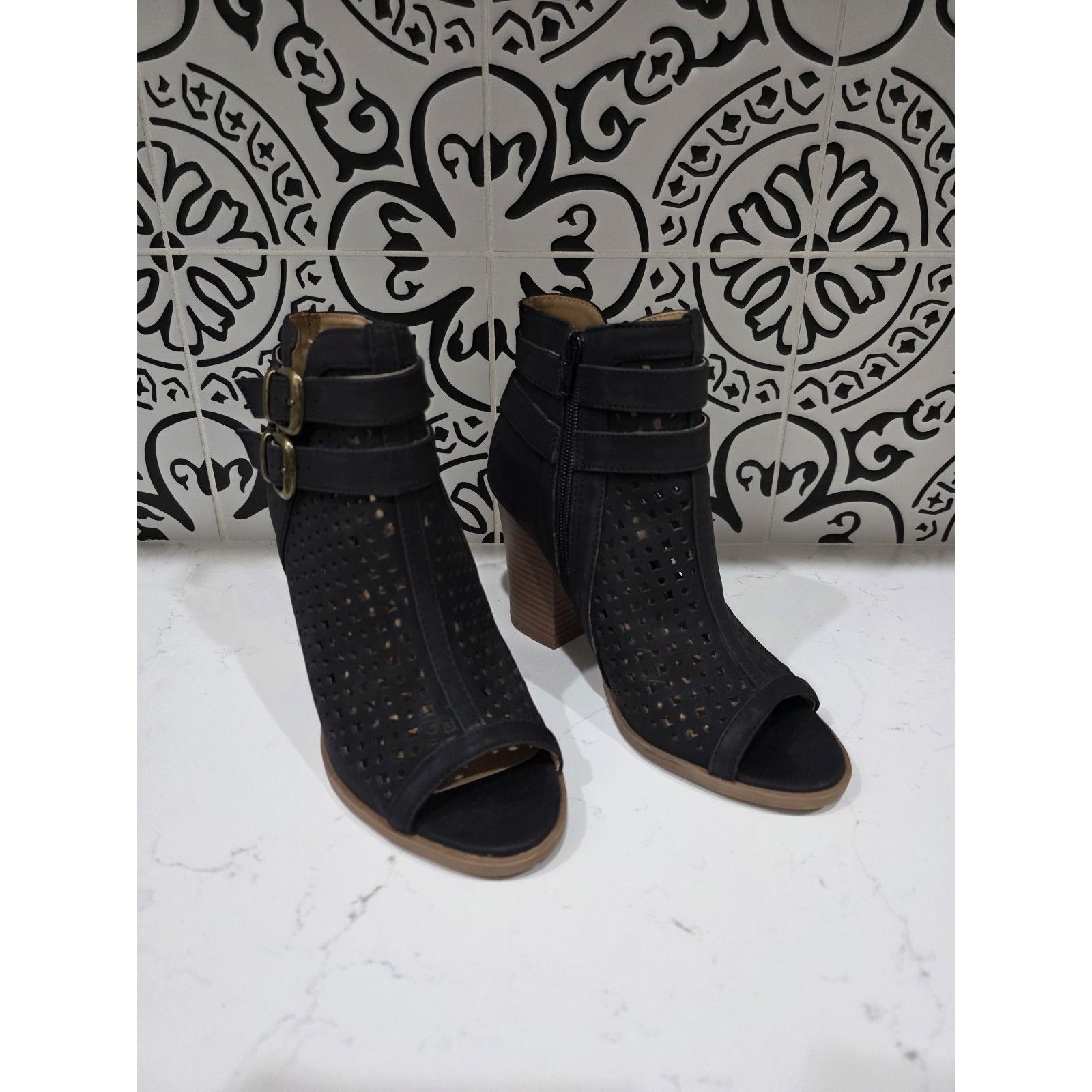 Other Women's size 7.5 Brash black cut-out peep-toe booties So Cut Size US 7.5 / IT 37.5 - 2 Thumbnail