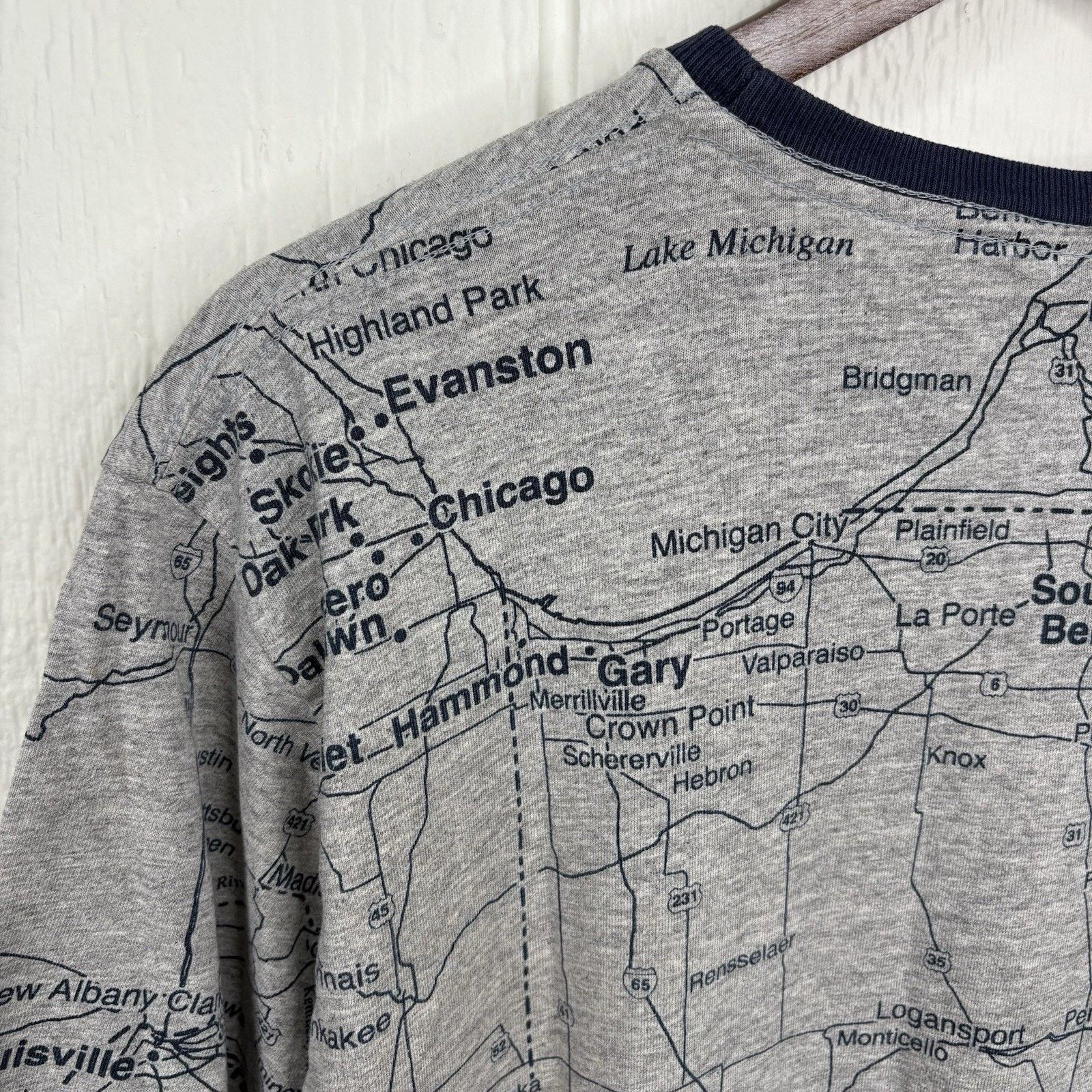 Other Vintage 90’s Grey Indiana State Road Map Tee Shirt Medium Size US M / EU 48-50 / 2 - 9 Thumbnail