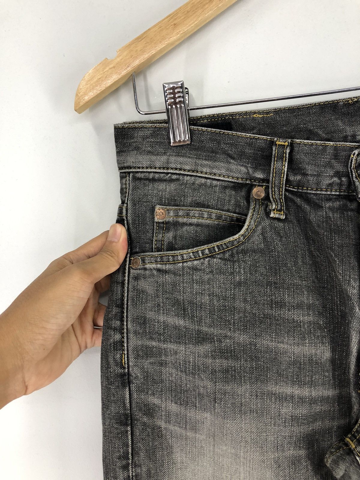 Lee Vintage Lee Distressed Flare Bootcut Faded Black Jeans Size US 28 / EU 44 - 6 Thumbnail