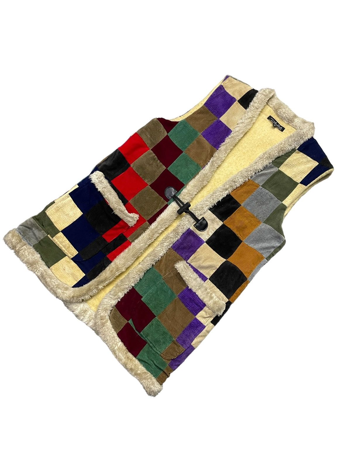 Designer × If Six Was Nine × Japanese Brand Vtg New Look Japan Corduroy Patchwork Hippie Sherpa Fur Vest Size US M / EU 48-50 / 2 - 3 Thumbnail