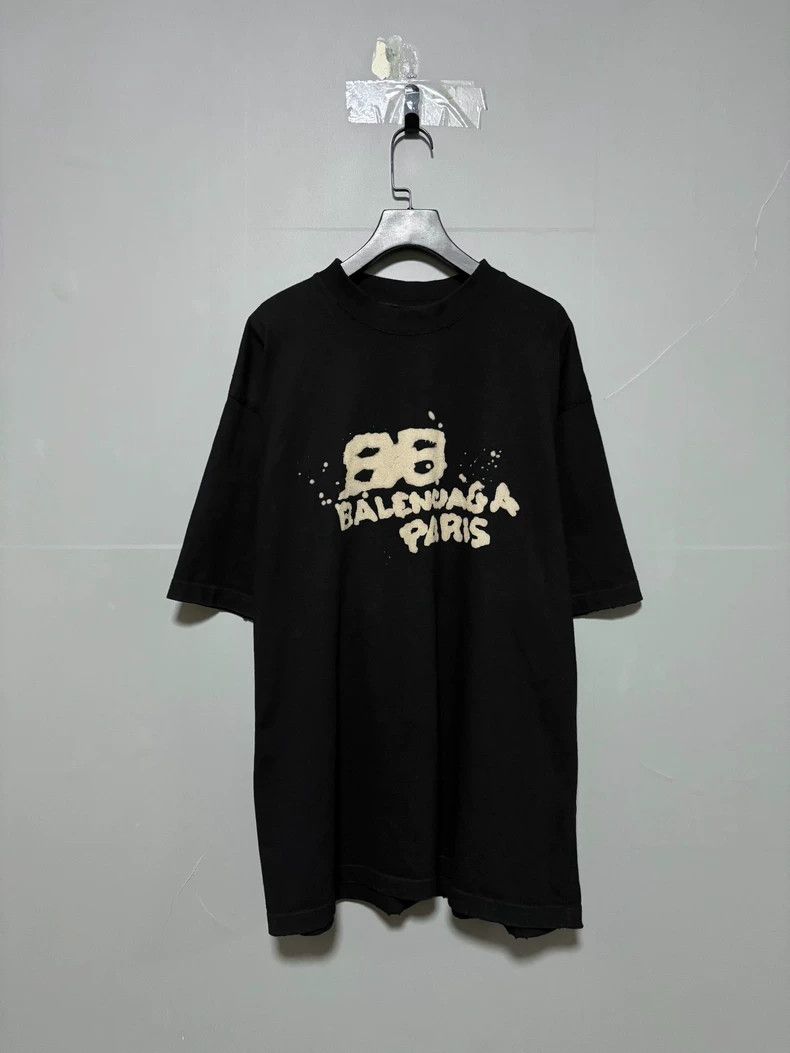 Balenciaga Black T shirt graffiti hot logo size large new