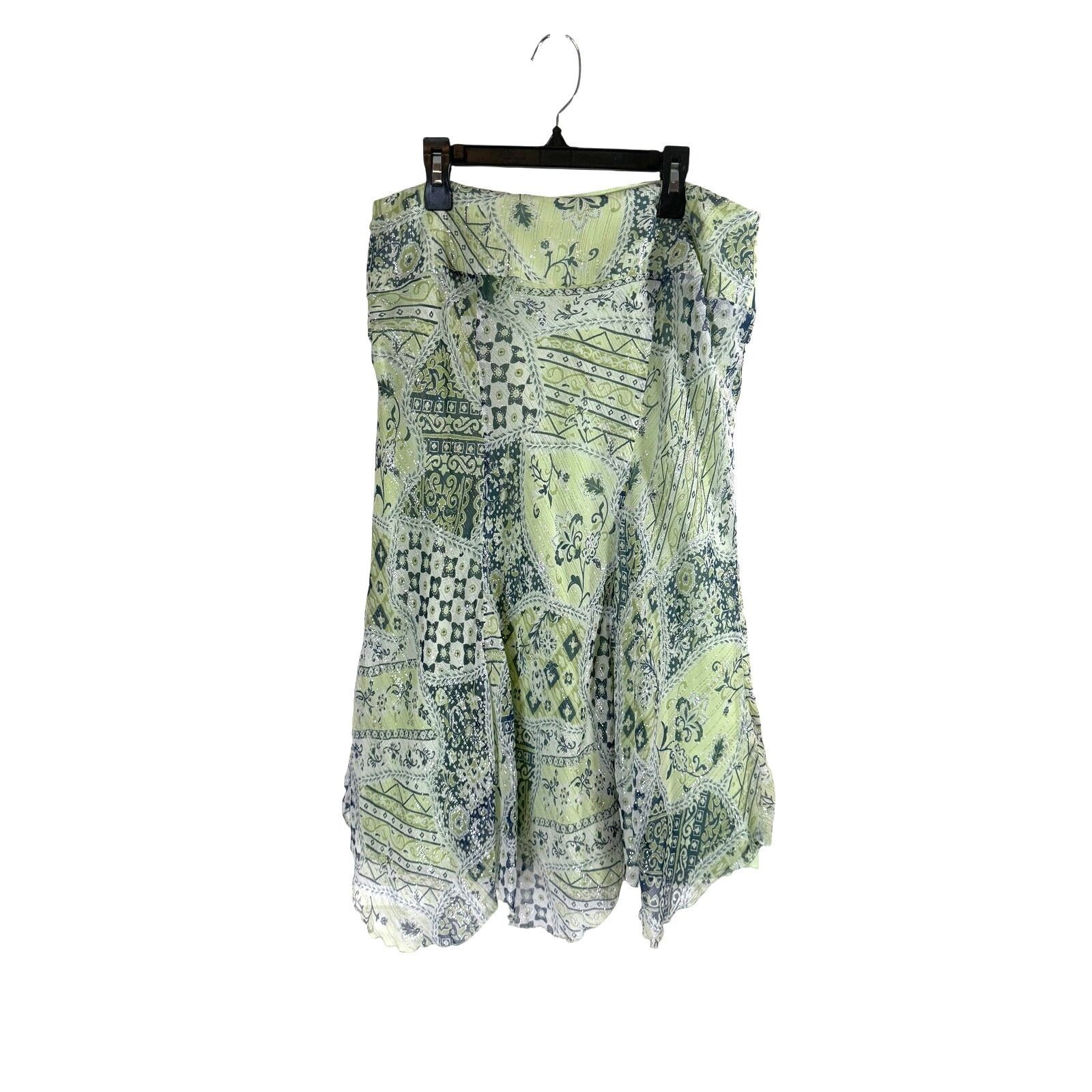 Bob Mackie Vintage Y2K Bob Mackie Green & Blue Silk Skirt Womens 12 NWT Size 34" / US 12 / IT 48 - 2 Thumbnail