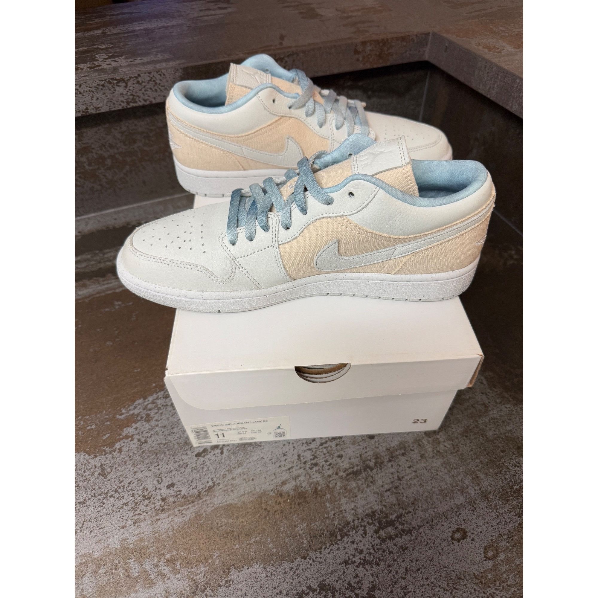 Jordan Brand Women's Jordan 1 Low Se Canvas Iris Whisper Sail Size 11- DQ Size US 11 / IT 41 - 5 Thumbnail