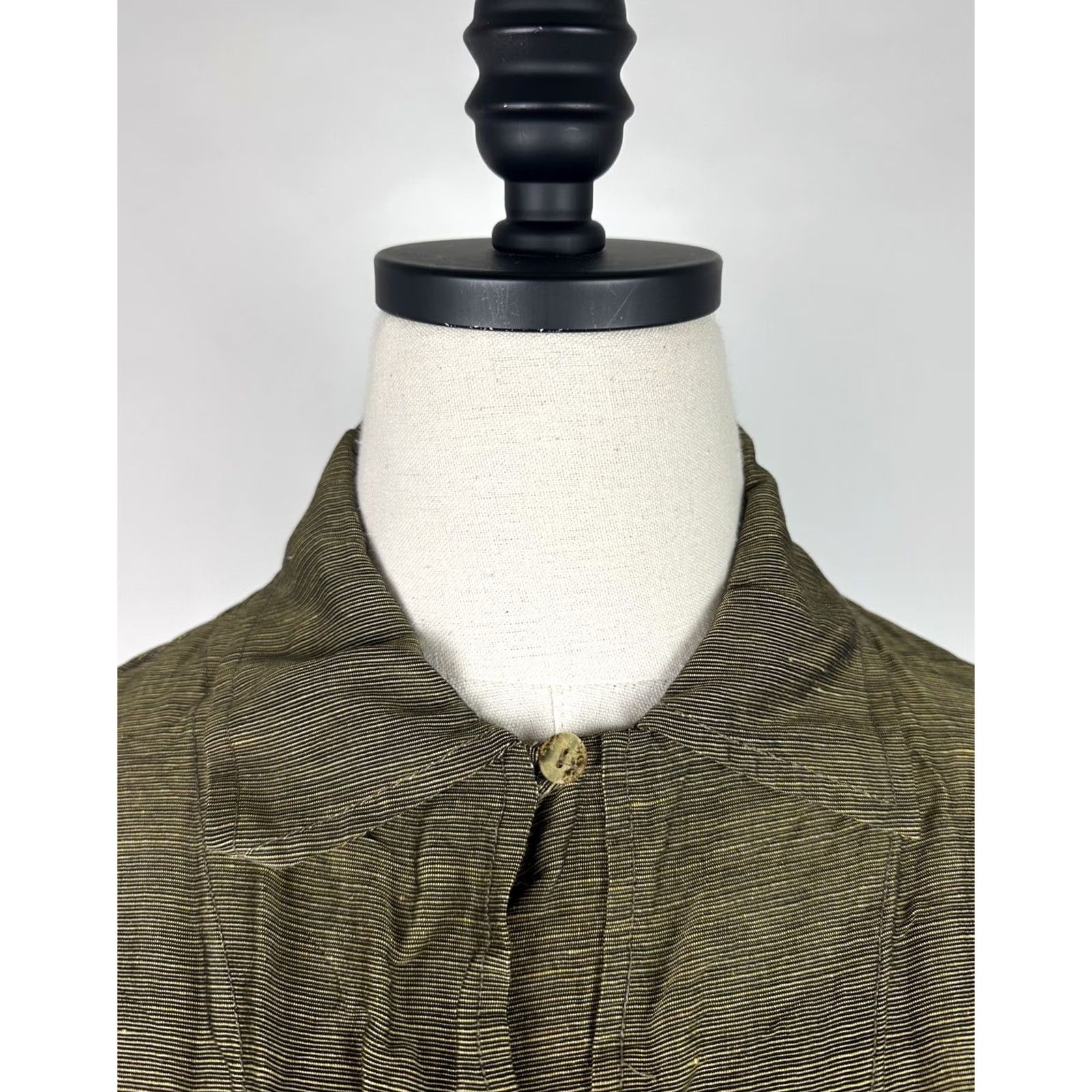 Vintage VINTAGE Ron Leal Blouse Womens M Gold Striped Linen Blend Button 3/4 Sleeve Size M / US 6-8 / IT 42-44 - 3 Thumbnail