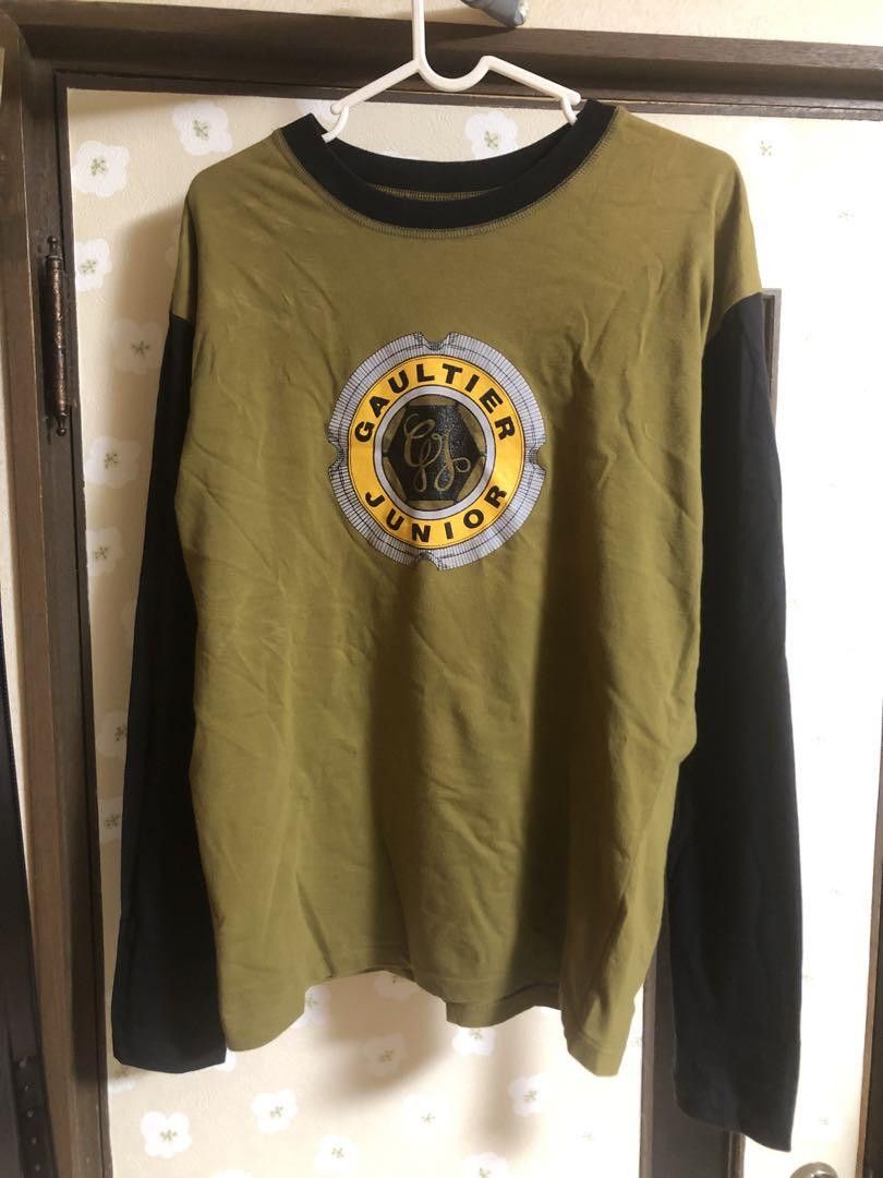 image of Jean Paul Gaultier 2 Tone Long Sleeve Tee in Mustard, Men's (Size XS)