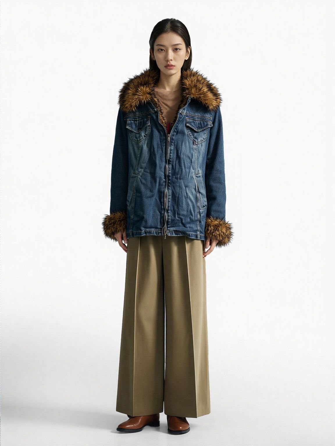 Faded Glory Faded Glory Medium Jean Jacket With Faux Fur Lining Size M / US 6-8 / IT 42-44 - 1 Thumbnail