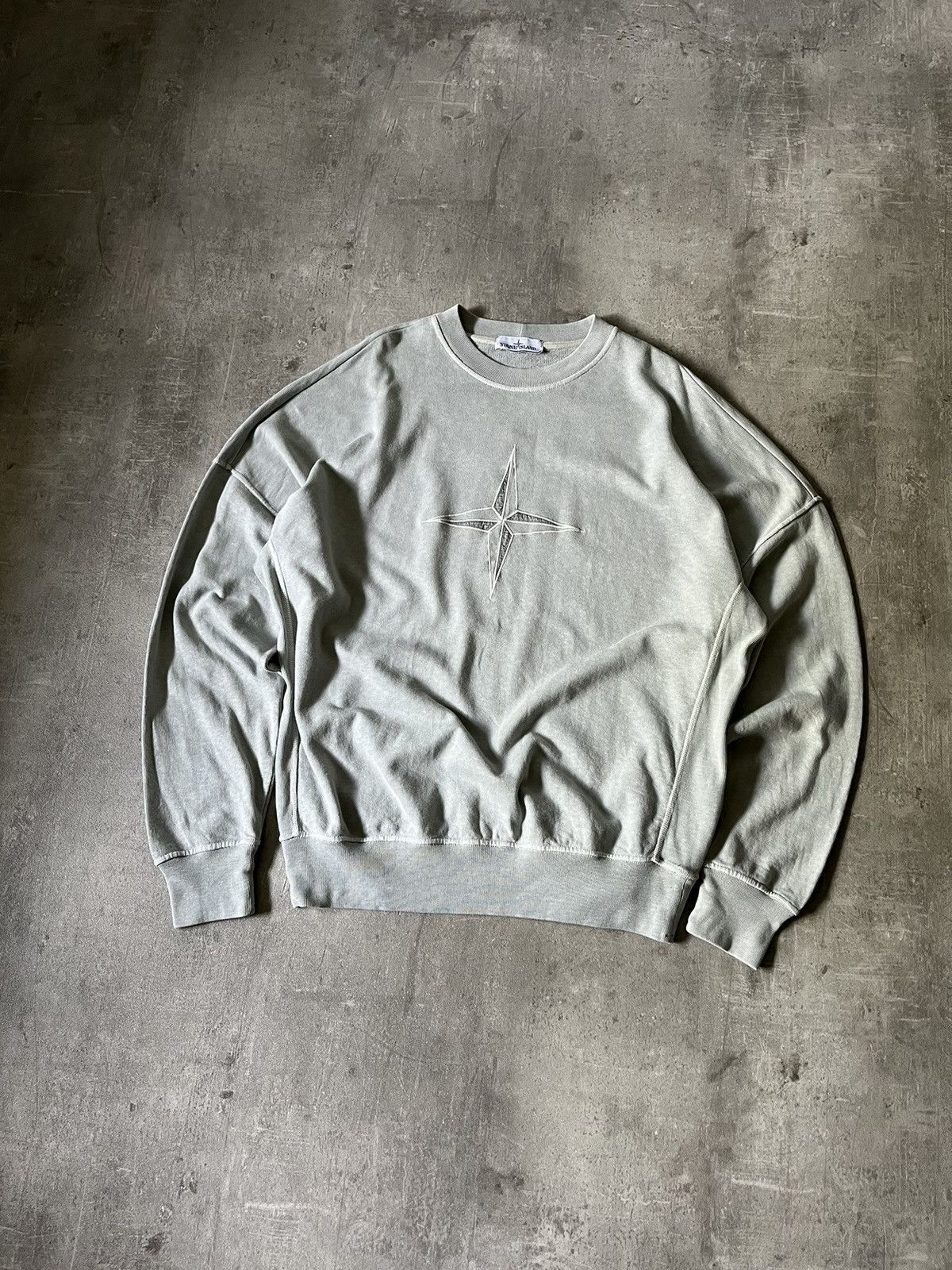 image of Stone Island Mirrored Sweatshirt Big Logo Grey, Men's (Size XL)