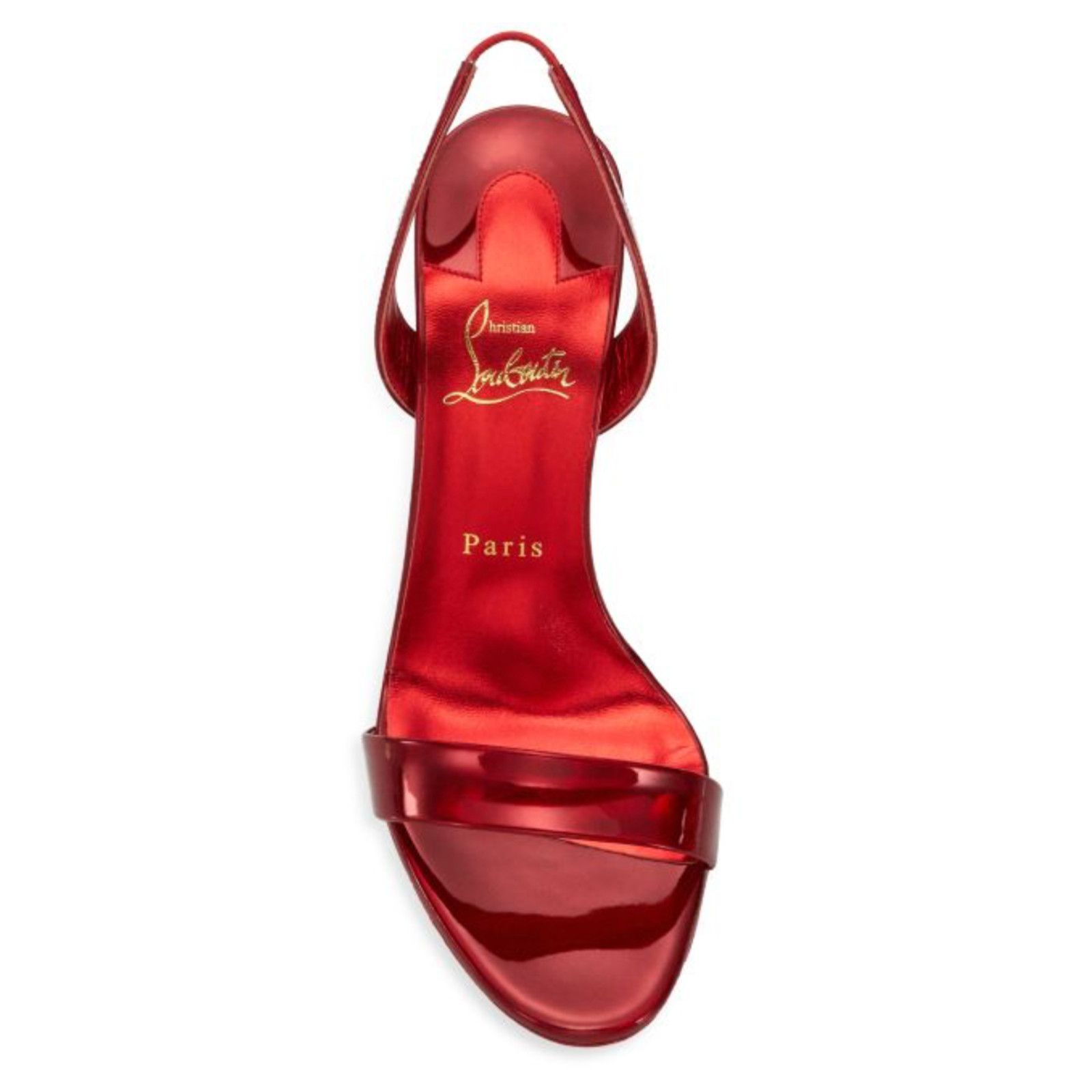 Christian Louboutin O Astrid 100 Red Loub Patent Slingback Sandal Heel Pump 38.5 Size US 8.5 / IT 38.5 - 6 Thumbnail