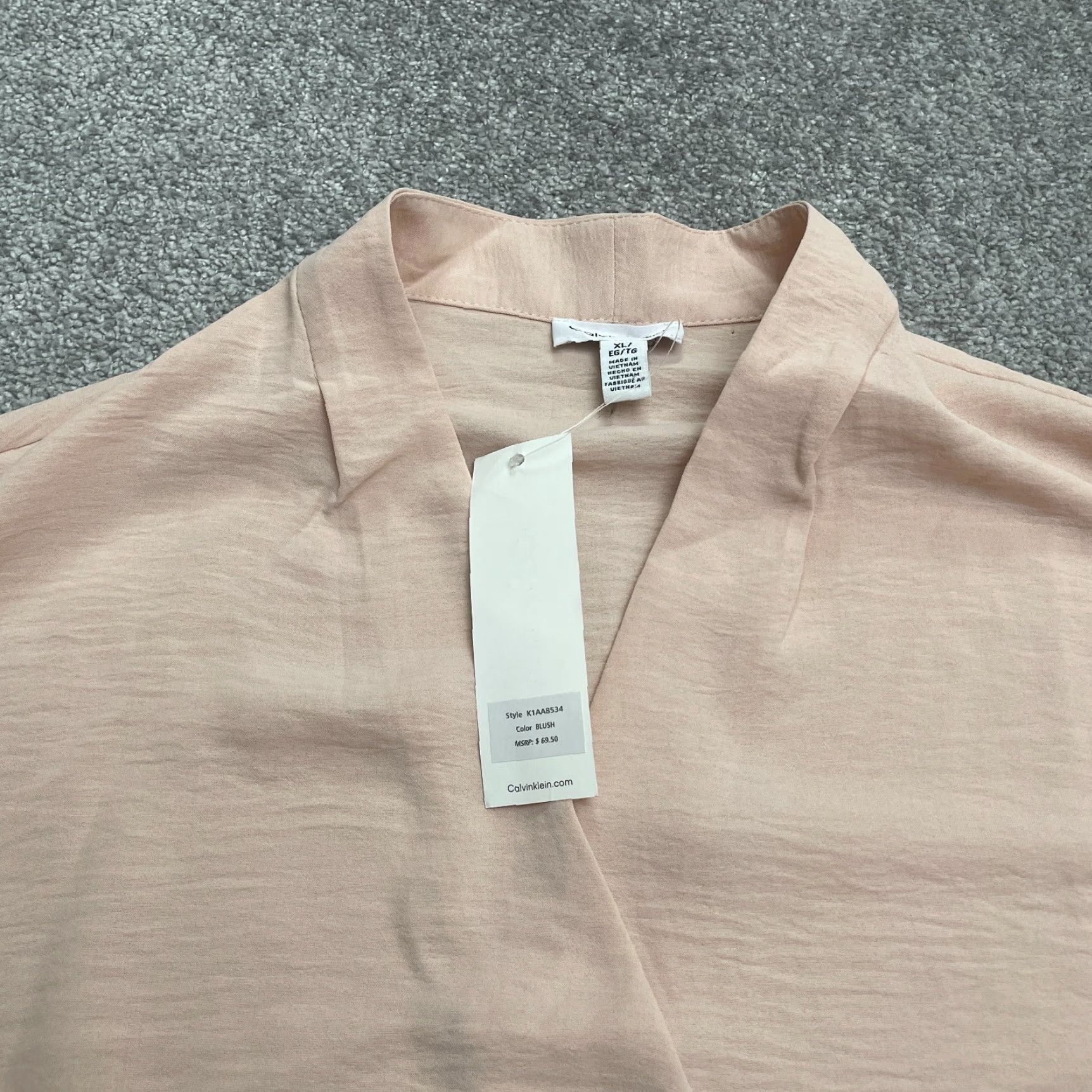 Calvin Klein Calvin Klein Blouse Womens XL Light Pink Sleeveless V-Neck Wrap Work Casual Size XL / US 12-14 / IT 48-50 - 3 Thumbnail