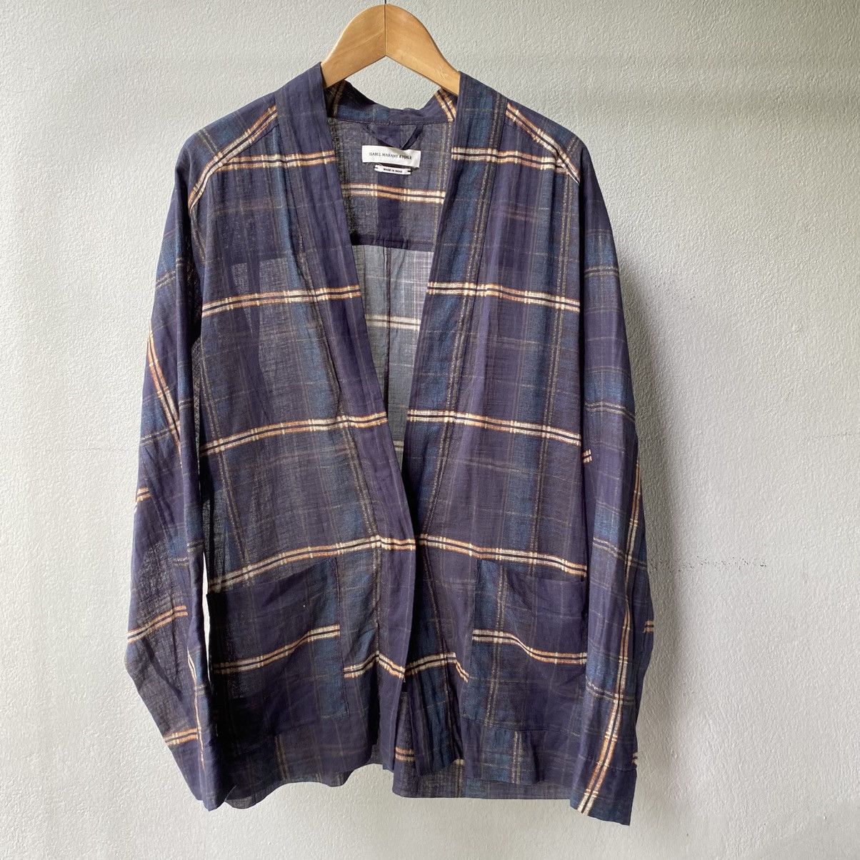 Isabel Marant Etoile ISABEL MARANT ETOILE Navy Plaid Open-Front Shirt Size XXS / US 00 / IT 34 - 1 Thumbnail