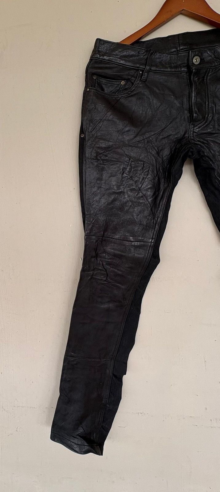 5351 POUR LES HOMMES × Genuine Leather Vtg 5351 Pour Les Homme Hybric Leather Pant Black Fashion Size US 31 - 2 Thumbnail