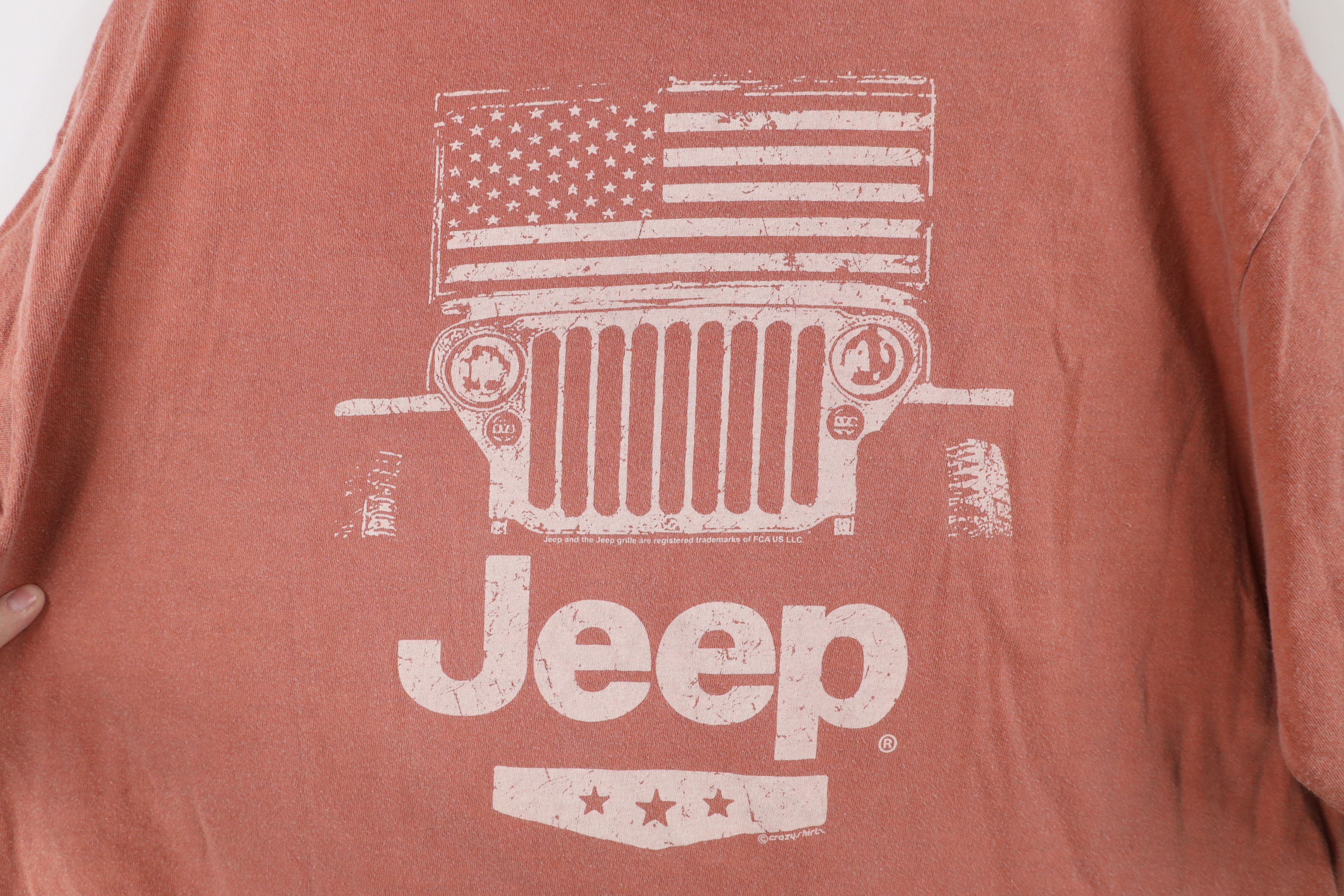 Vintage Vintage 90s Y2K Pigment Dye Jeep Motors T-Shirt Red Orange Size US L / EU 52-54 / 3 - 9 Thumbnail