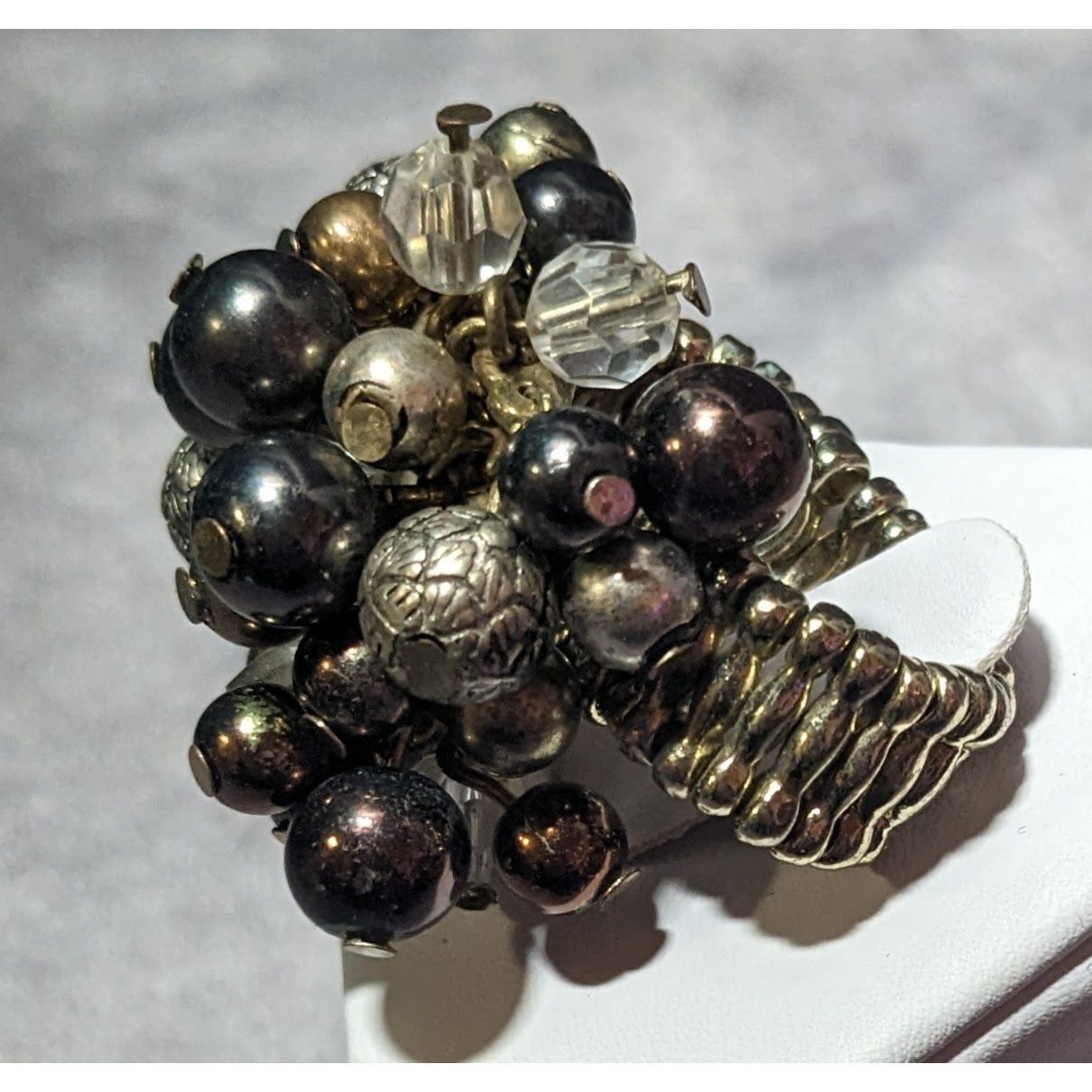 Other Chunky Metallic Beaded Cluster Stretch Ring Size 8 Size ONE SIZE - 11 Thumbnail