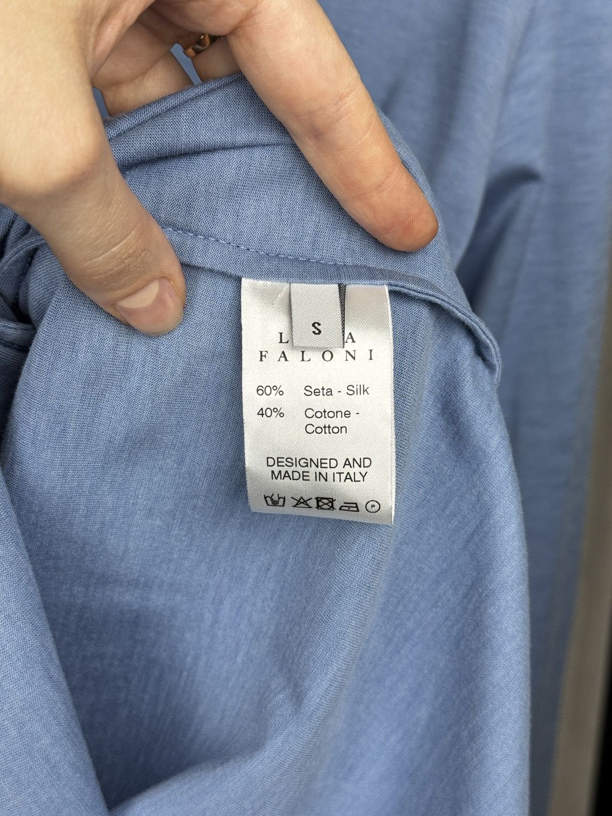 Other Luca Faloni Long Sleeve Shirt Silk-Cotton Sky Blue size S Size US S / EU 44-46 / 1 - 9 Thumbnail