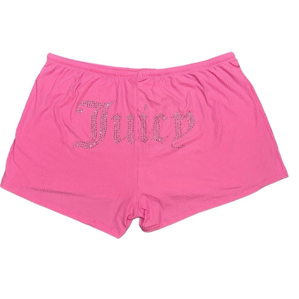 Juicy Couture Juicy Couture Rose Ribbed Cotton Iconic Bling Logo Shorts XL Size 32" / US 10 / IT 46 - 1 Thumbnail