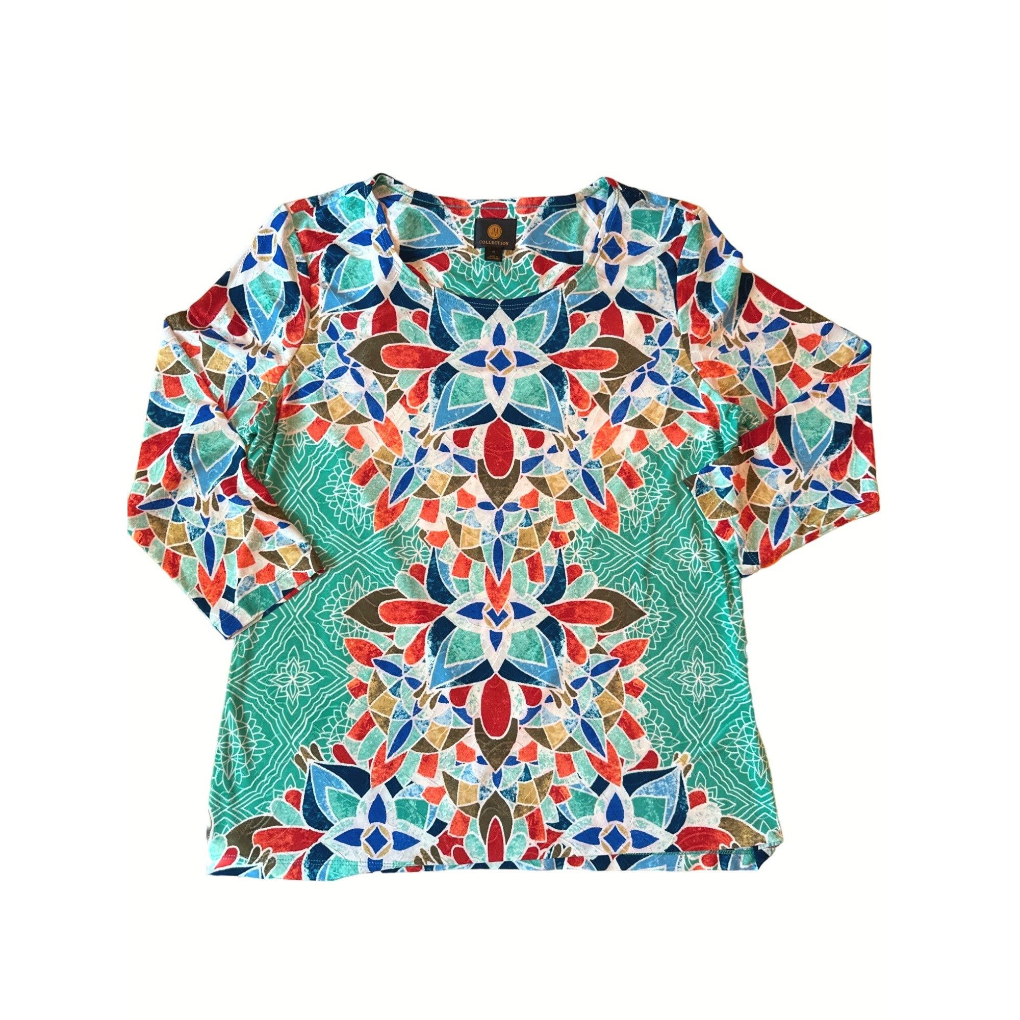 JM Collection JM Collection Womens Multicolor Floral Print Top Medium Size M / US 6-8 / IT 42-44 - 7 Thumbnail