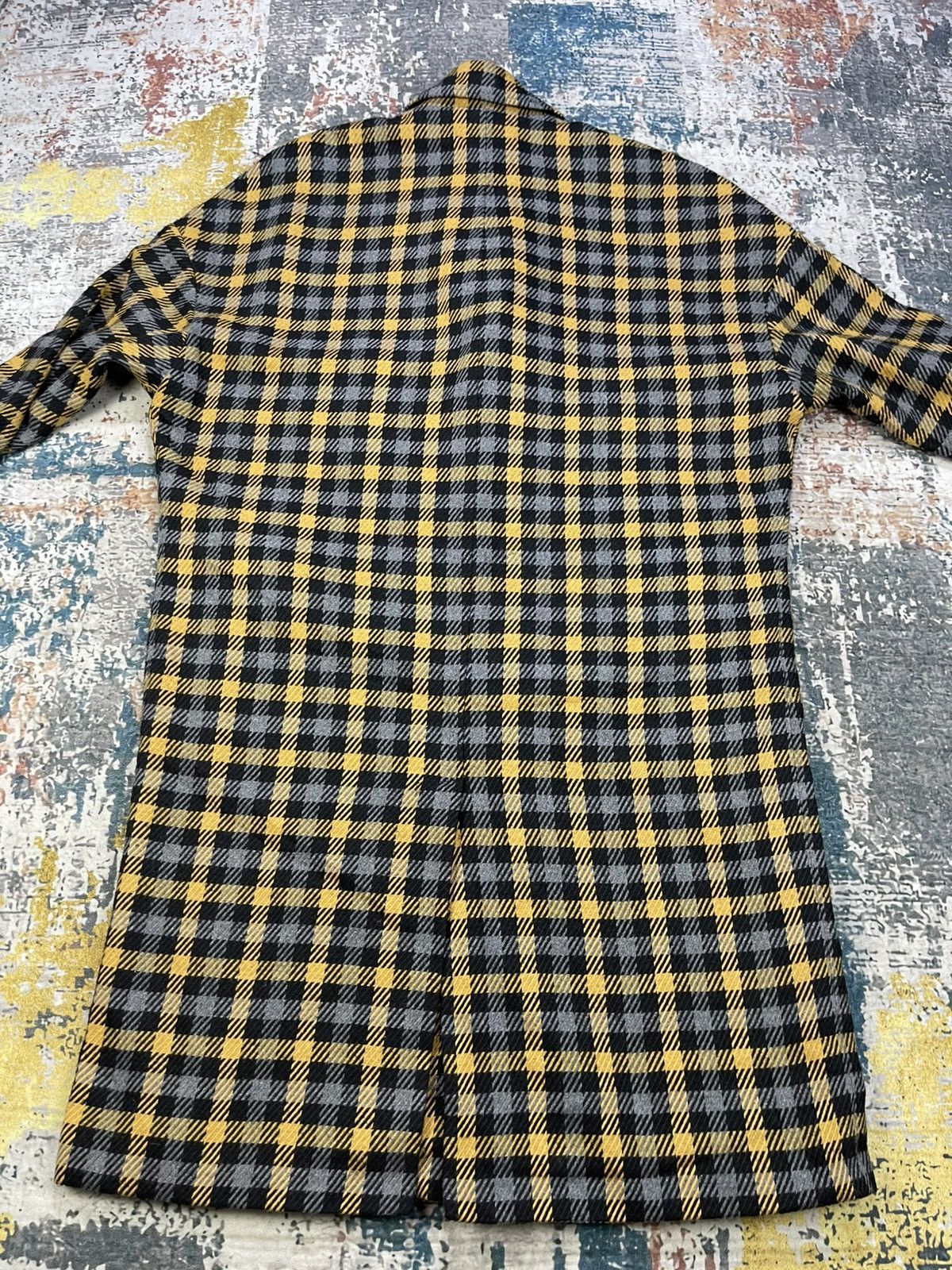 Zara Zara Man Mustard Black Plaid Long Coat Size US M / EU 48-50 / 2 - 6 Thumbnail