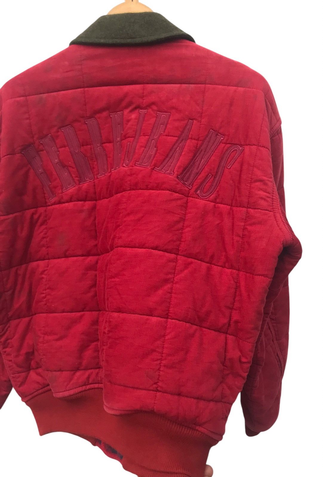 Ferre Ferre Jeans Italy Bombers Corduroy Spellout Jacket (STAINS) Size US M / EU 48-50 / 2 - 15 Thumbnail