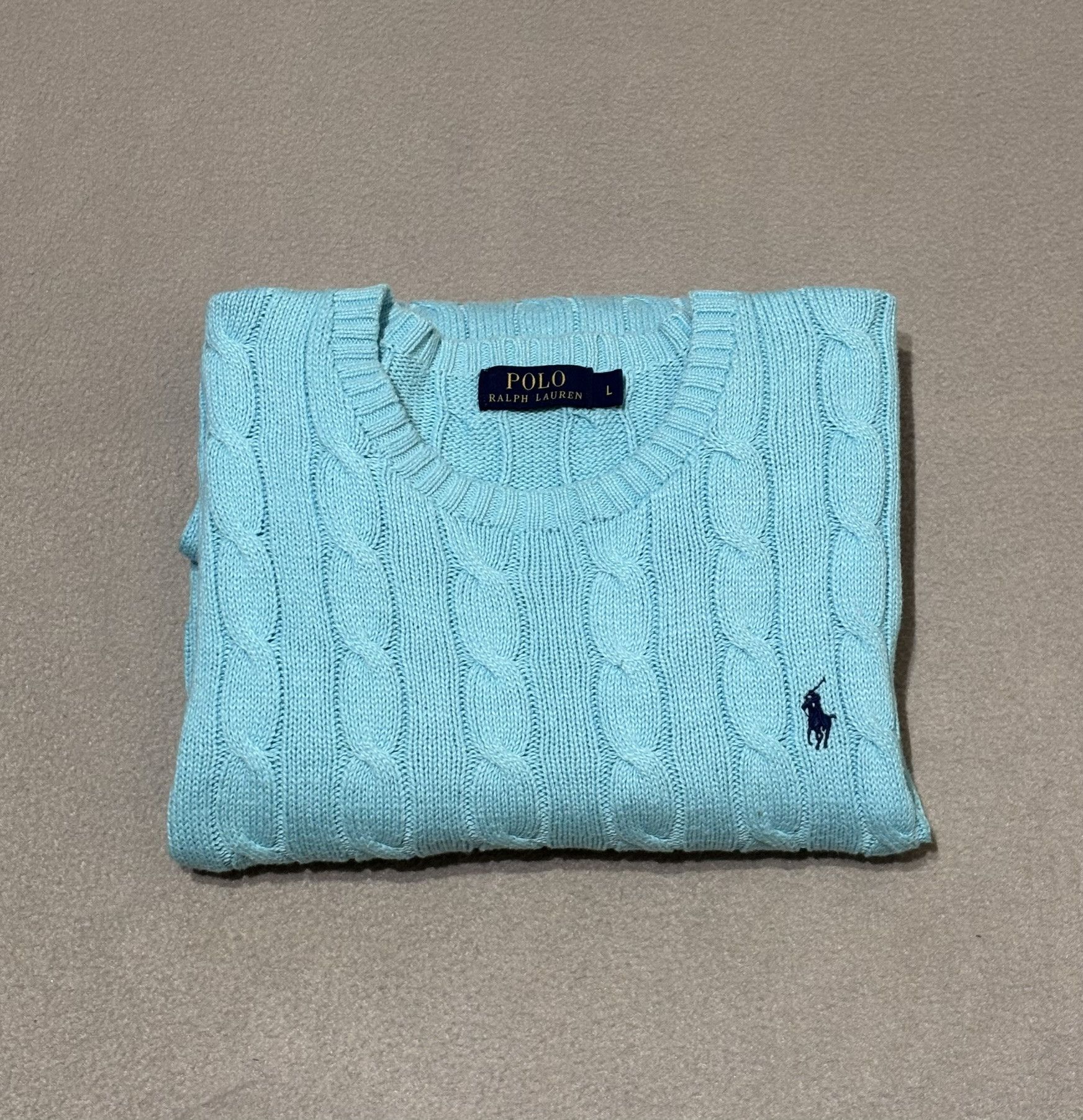 Polo Ralph Lauren Polo Ralph Lauren Cable Knit Baby Blue Sweater Large Size L / US 10 / IT 46 - 13 Thumbnail