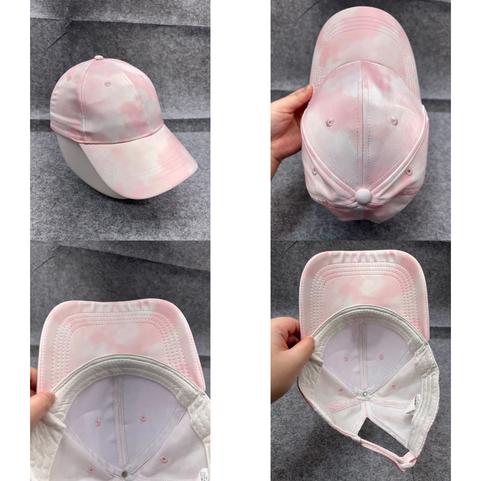 Pinko Strap Back Hat Womens Medium Pink Tie Dye 100% Polyester Ponytail Hole Cap Size ONE SIZE - 8 Thumbnail