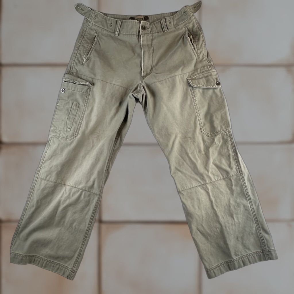 American Eagle Outfitters VINTAGE American Eagle Outfitters Cargo Pants Mens 33x32 Olive Green Army 90s Grunge Wide-Leg Size US 33 - 1 Thumbnail