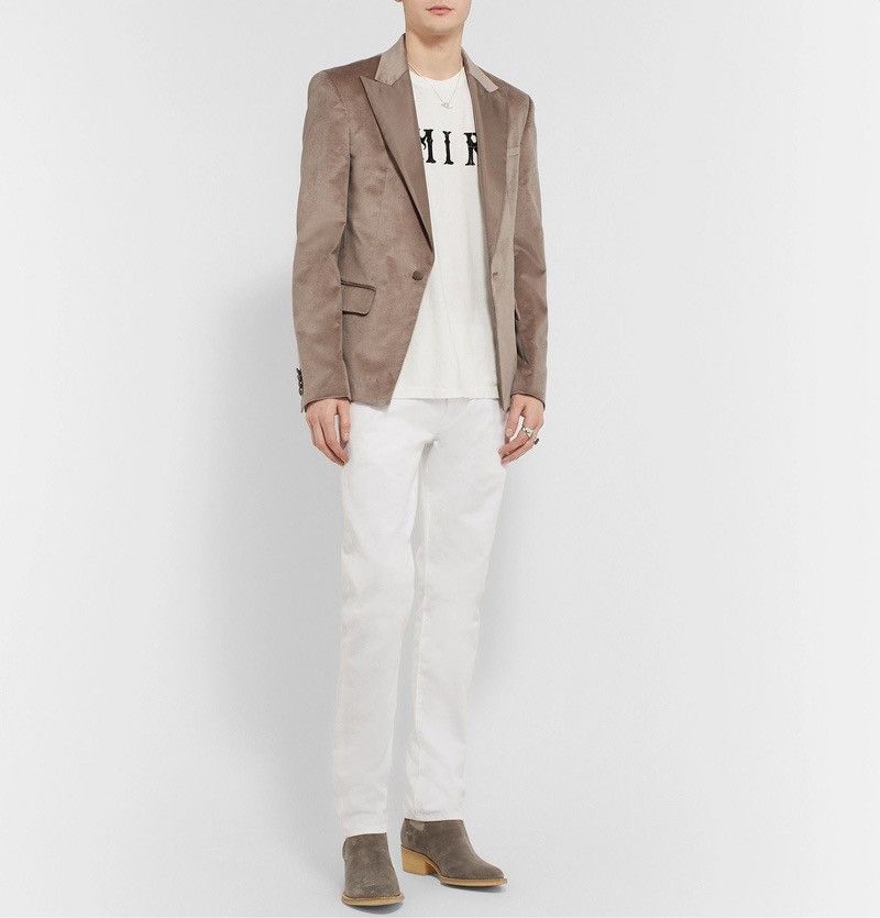 Amiri Amiri Beige Velvet Blazer Size 48R - 9 Thumbnail