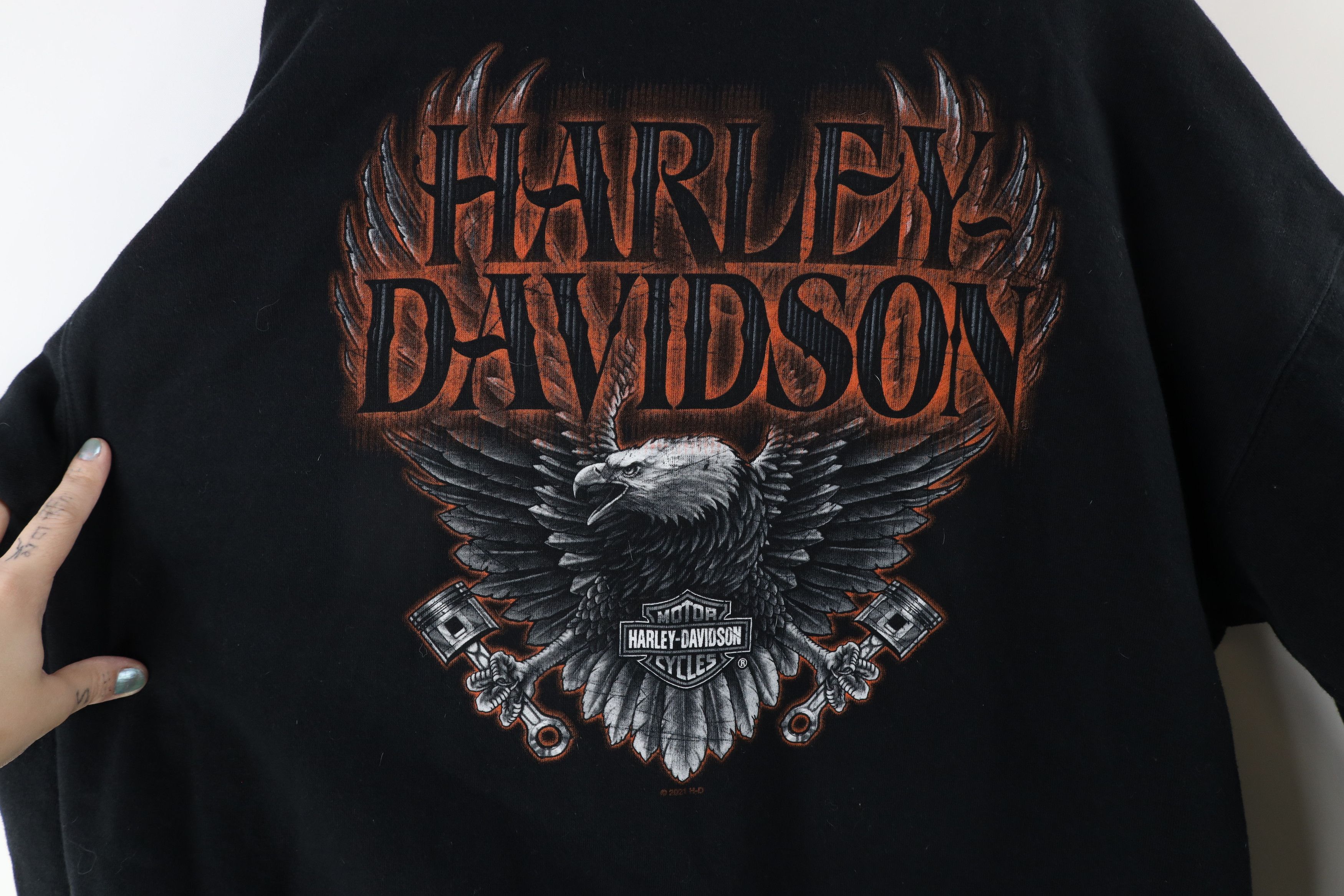 Harley Davidson × Vintage Y2K Harley Davidson Out Eagle Half Zip Pullover Sweatshirt Size XL / US 12-14 / IT 48-50 - 8 Thumbnail