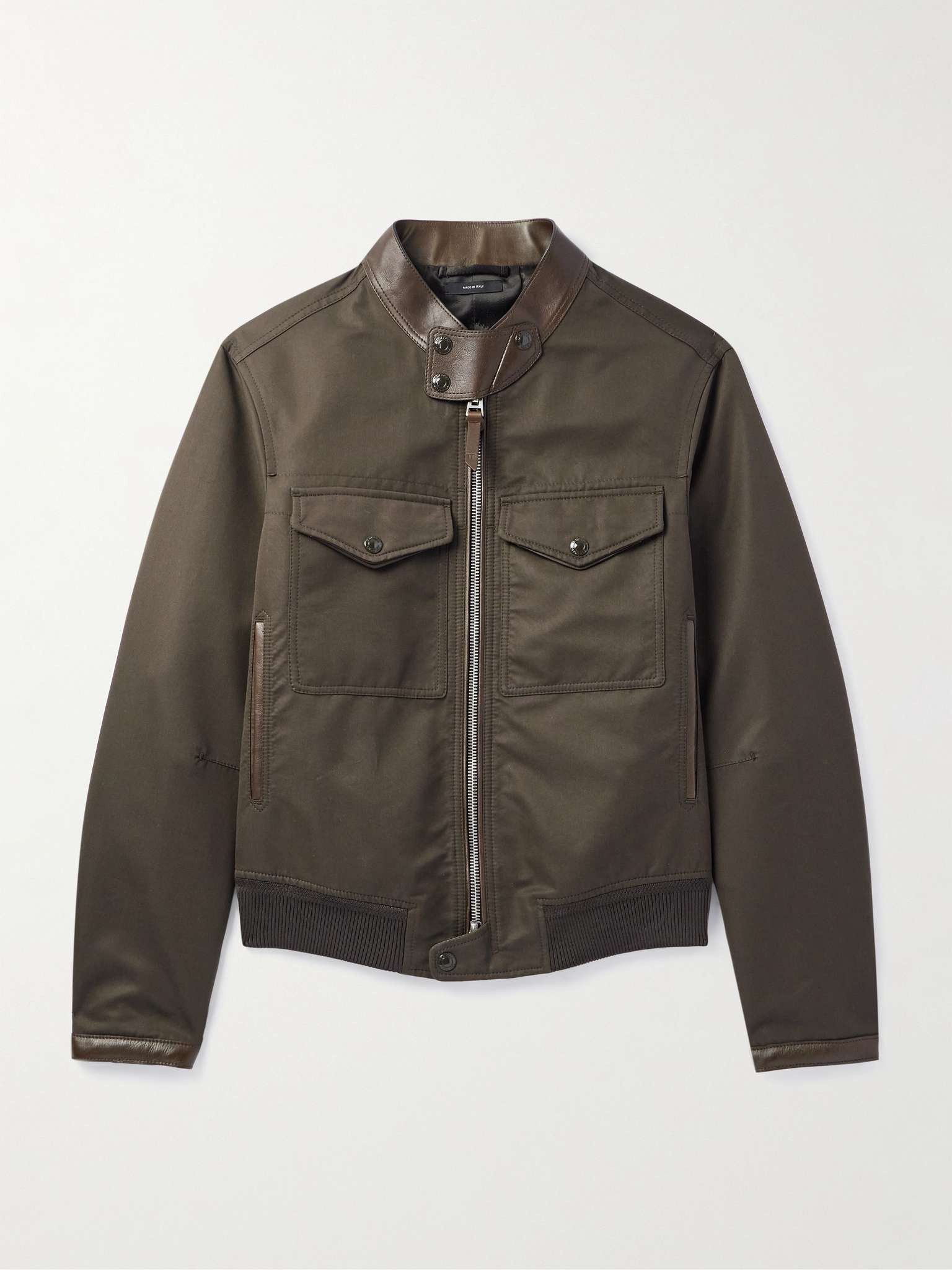 Tom Ford o1w1db10925 OBS026 Nylon Biker Blouson Jacket in Dark Olive Size US S / EU 44-46 / 1 - 1 Thumbnail