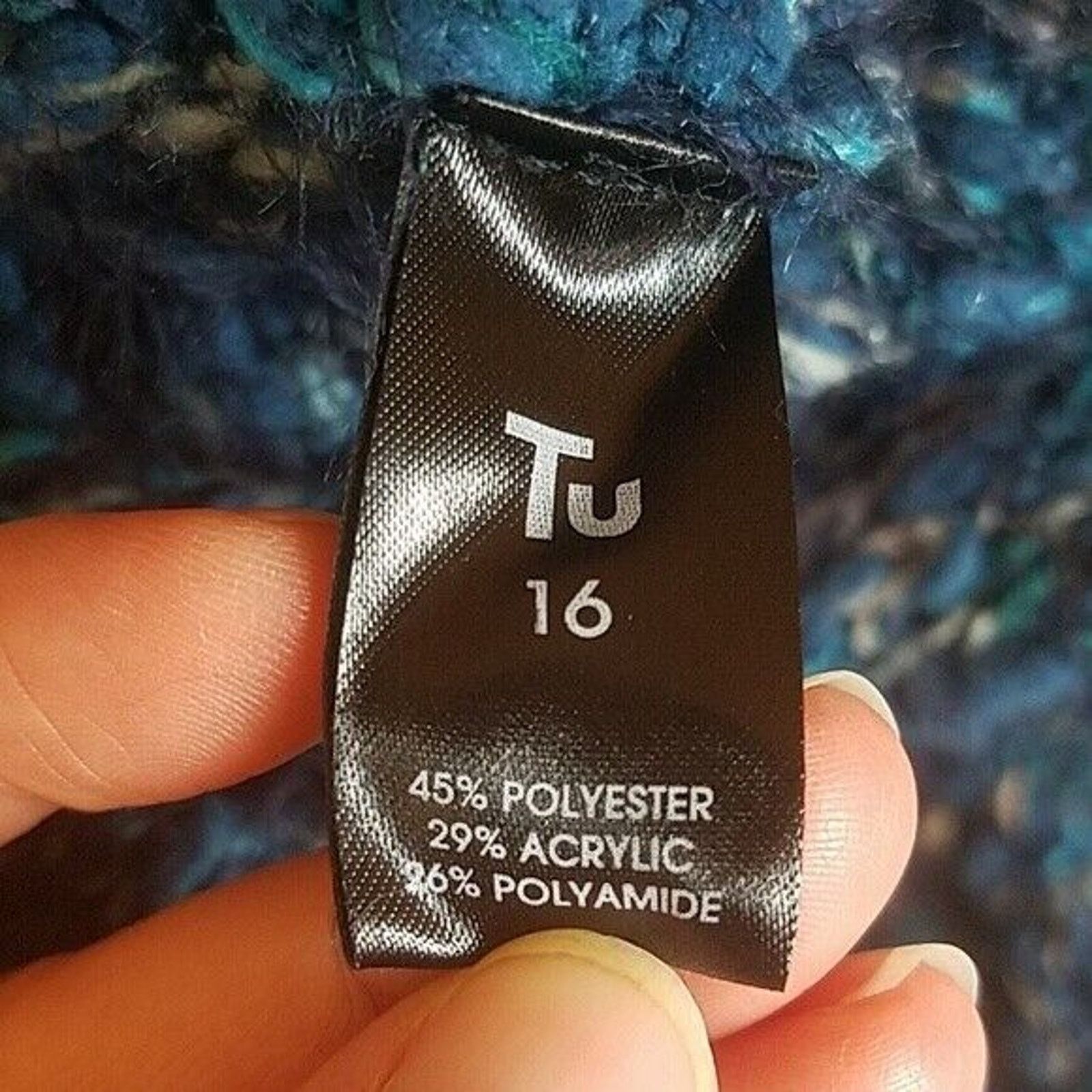 Tumi TU Sweater16 Blue Fuzzy Comfy Cozy Pullover Jumper Casual Size XXL / US 16-18 / IT 52-54 - 6 Thumbnail