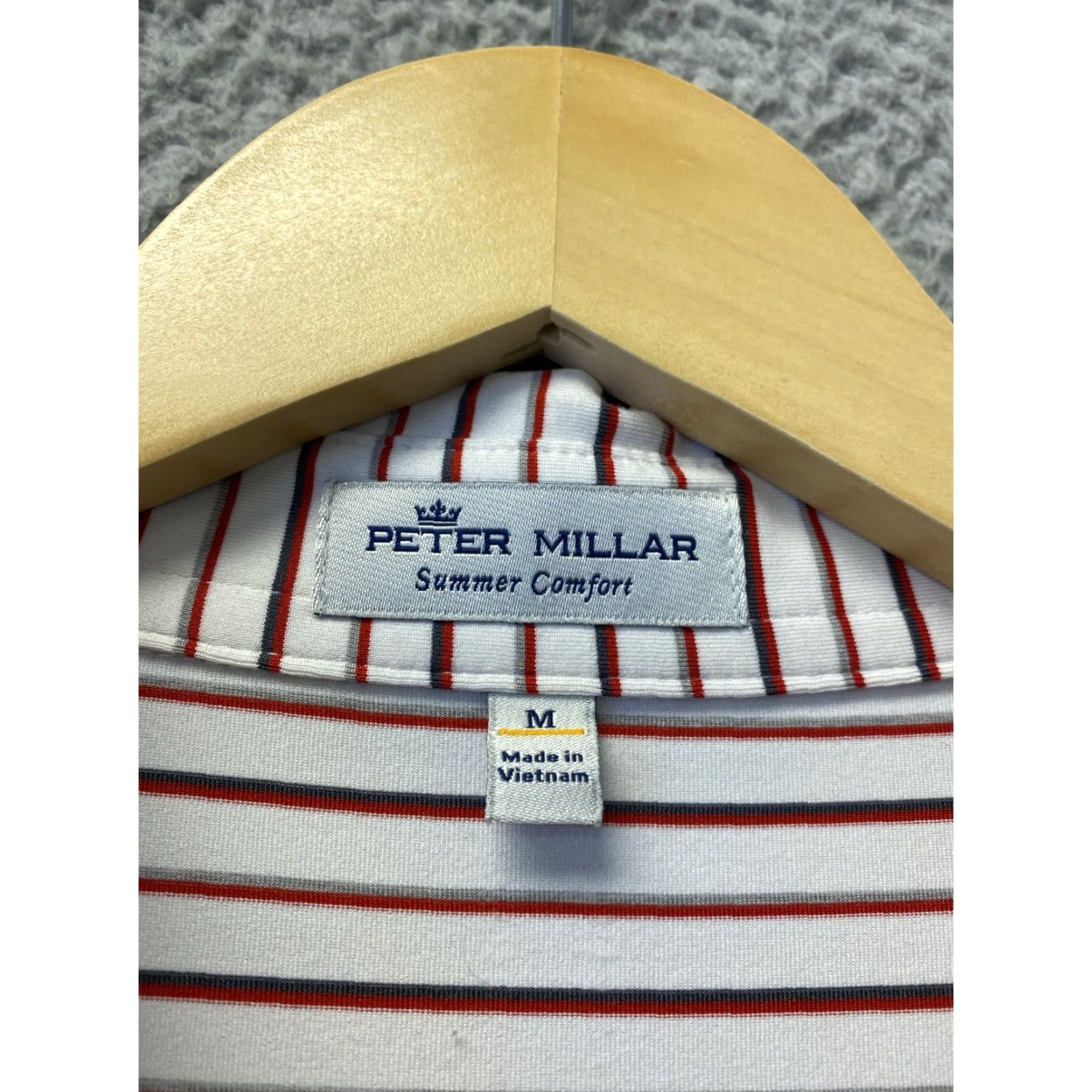 Peter Millar Peter Millar Polo Shirt Men M White Striped Short Sleeve Button Collared /86-85 Columbus? Size US M / EU 48-50 / 2 - 4 Thumbnail