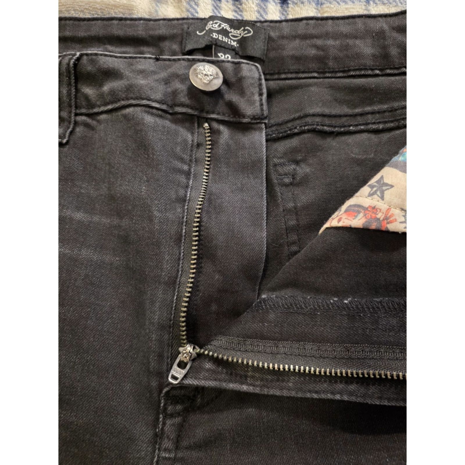 Ed Hardy VINTAGE Ed Hardy Jeans Wide-Leg Black 90s Love Kills Slowly Embroidered Logo Mens 34x32 Size US 32 / EU 48 - 7 Thumbnail
