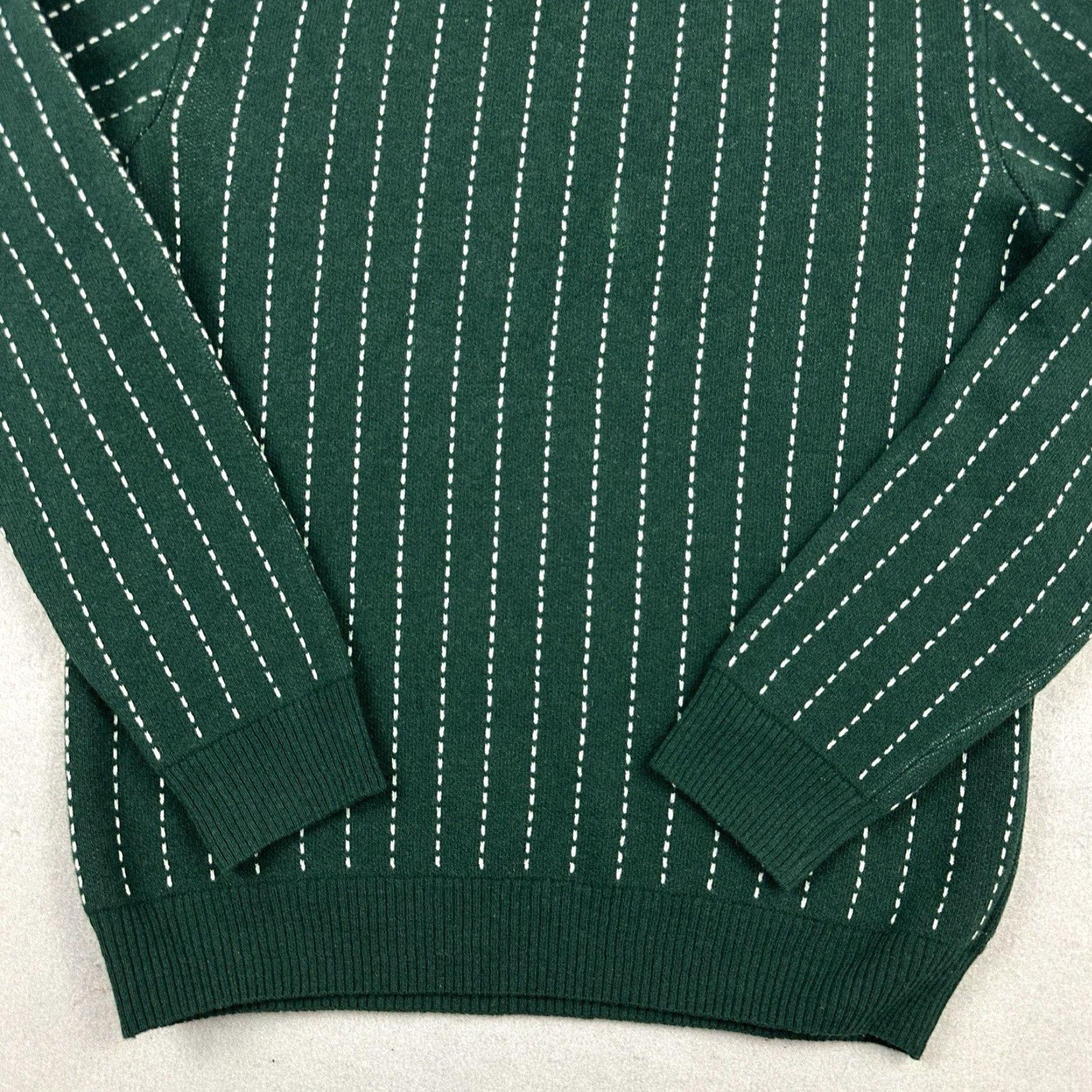 Vintage VINTAGE Octobre Éditions Sweater Men Large Green White Stripe Wool Blend Pullover Crew L Size US L / EU 52-54 / 3 - 3 Thumbnail