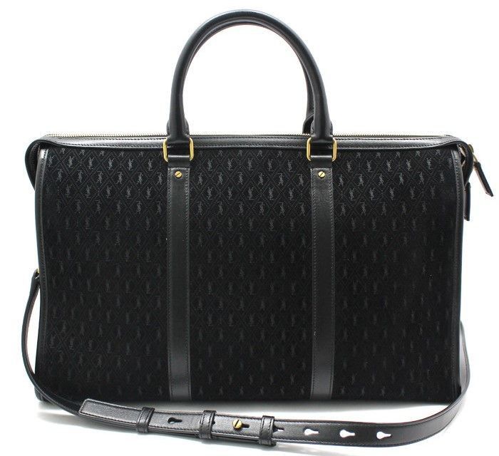 Yves Saint Laurent Black Suede Monogram All Over Medium Duffel Bag Shoulder Bag Size ONE SIZE - 1 Thumbnail